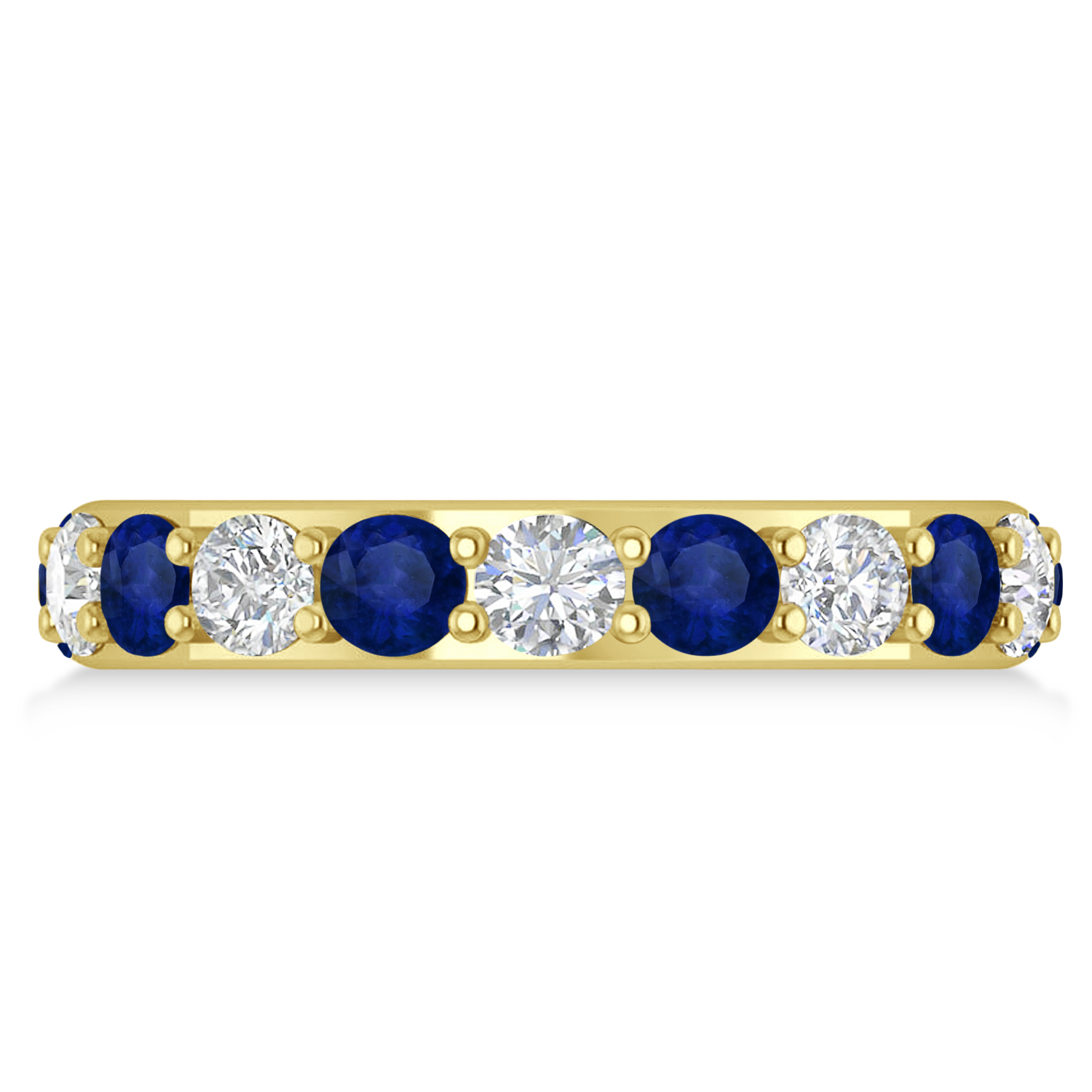 Diamond & Blue Sapphire Eternity Wedding Band 14k Yellow Gold (2.85ct)