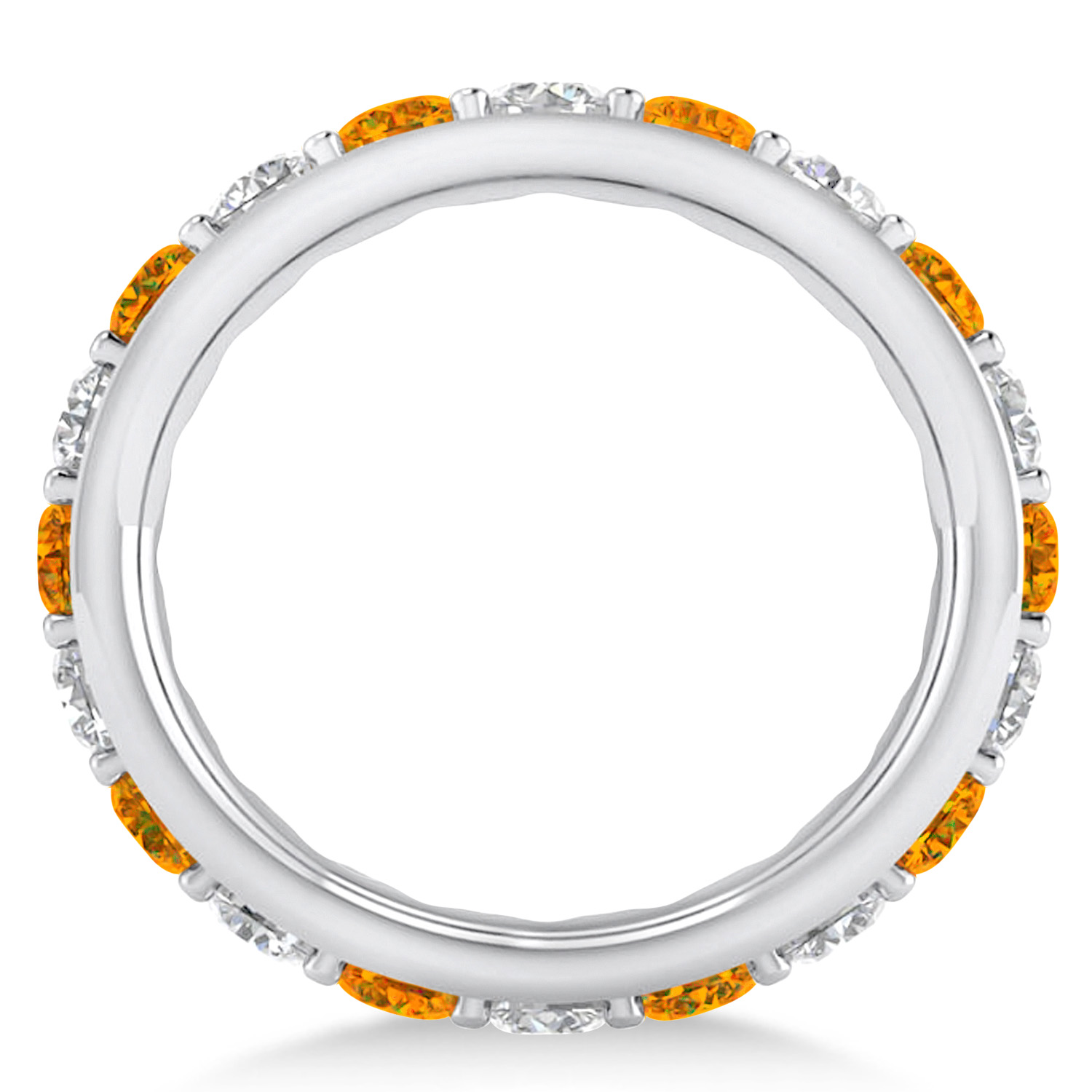 Diamond & Citrine Eternity Wedding Band 14k White Gold (2.85ct)