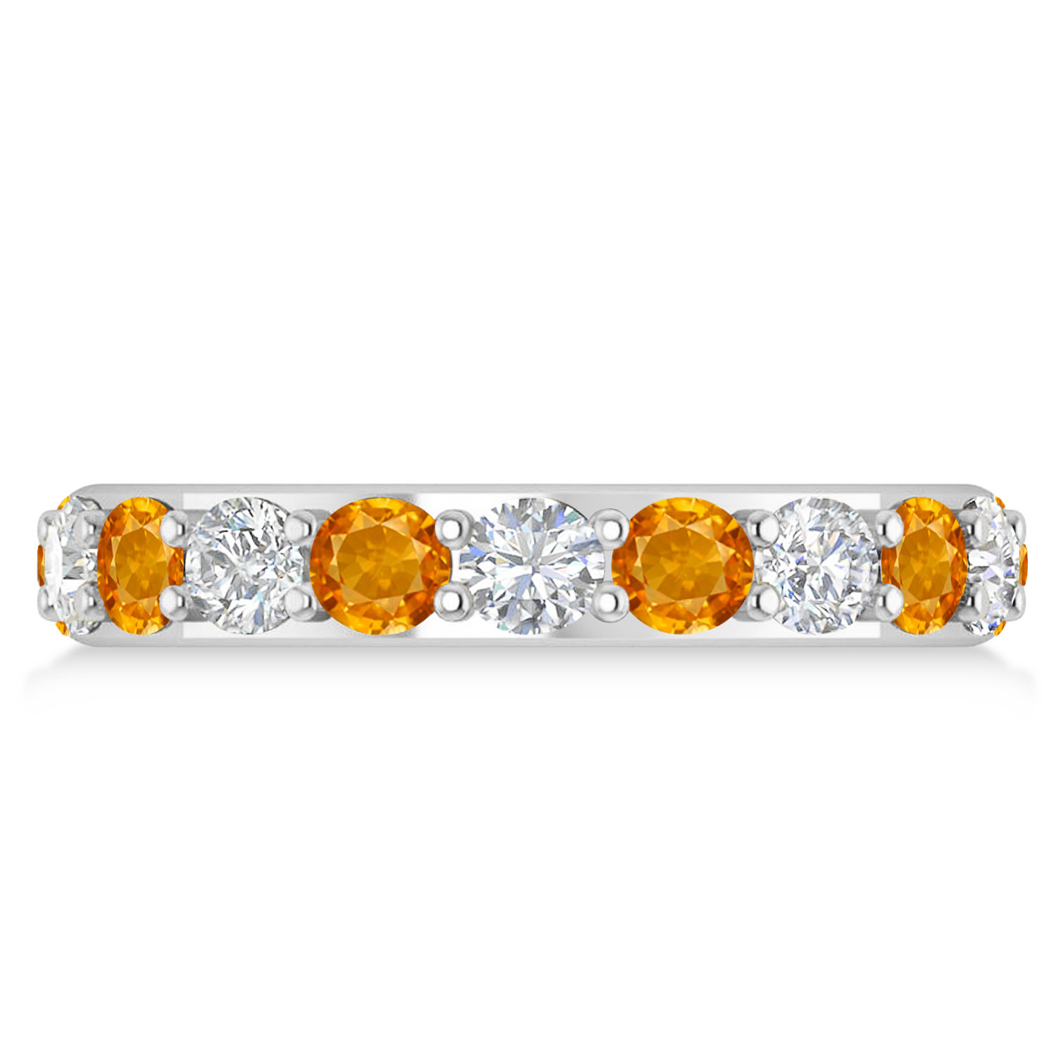 Diamond & Citrine Eternity Wedding Band 14k White Gold (2.85ct)