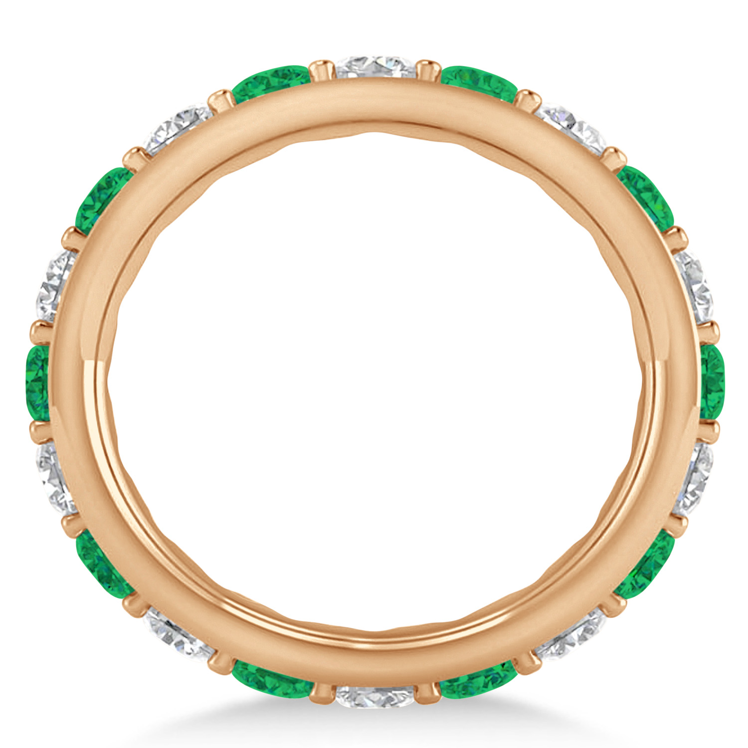 Diamond & Emerald Eternity Wedding Band 14k Rose Gold (2.85ct)