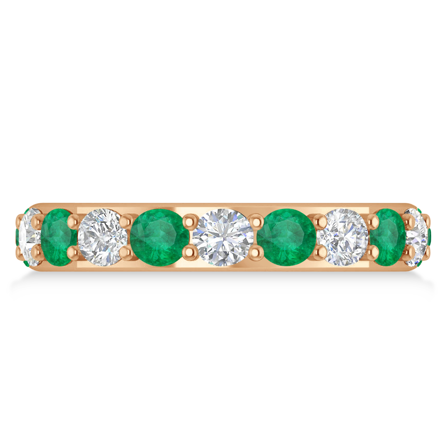 Diamond & Emerald Eternity Wedding Band 14k Rose Gold (2.85ct)
