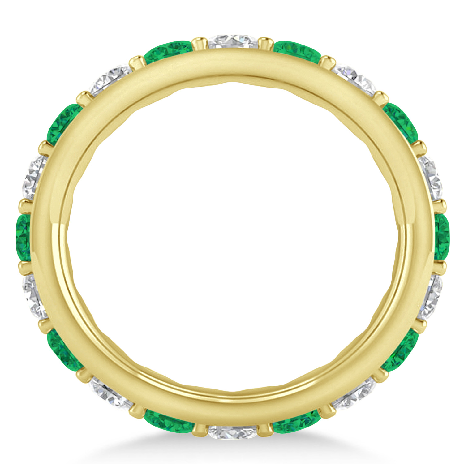 Diamond & Emerald Eternity Wedding Band 14k Yellow Gold (2.85ct)