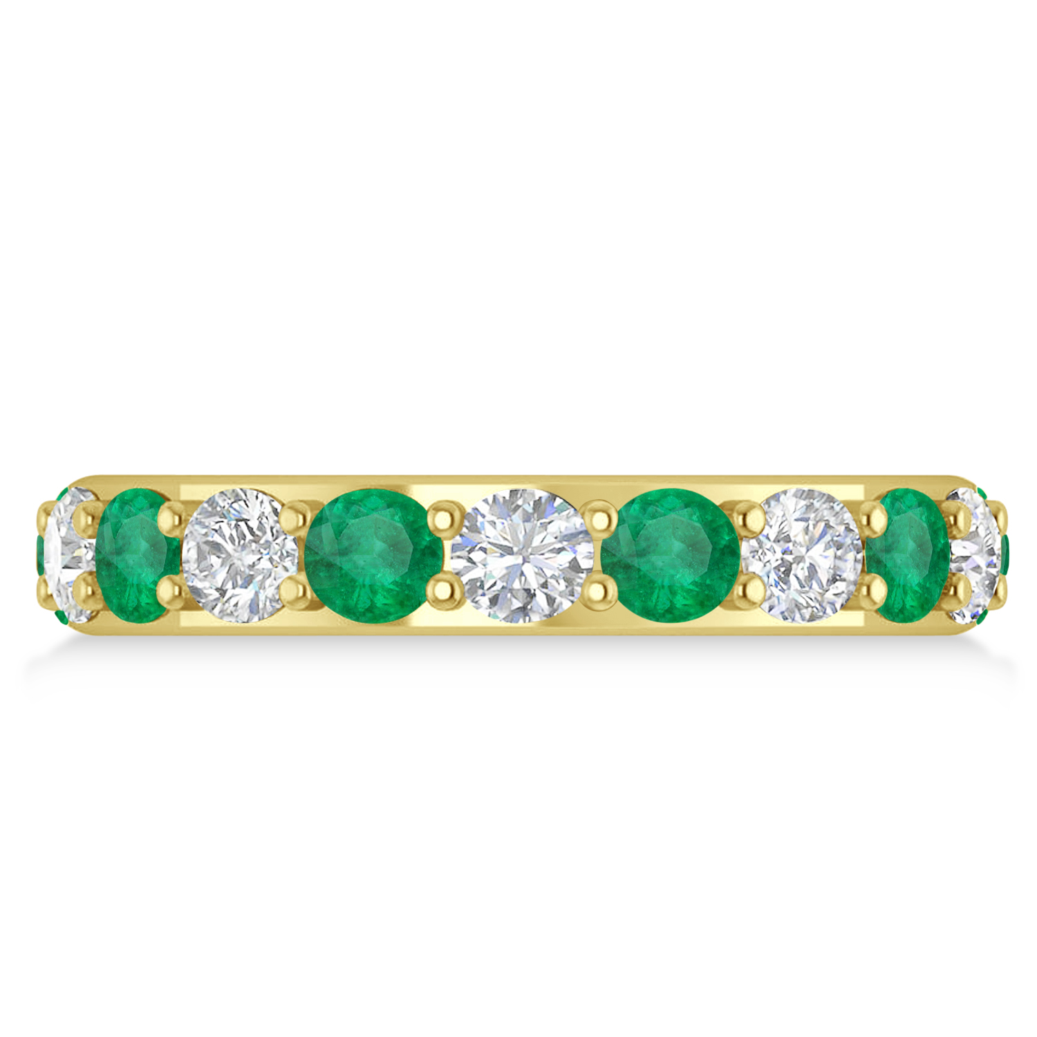 Diamond & Emerald Eternity Wedding Band 14k Yellow Gold (2.85ct)