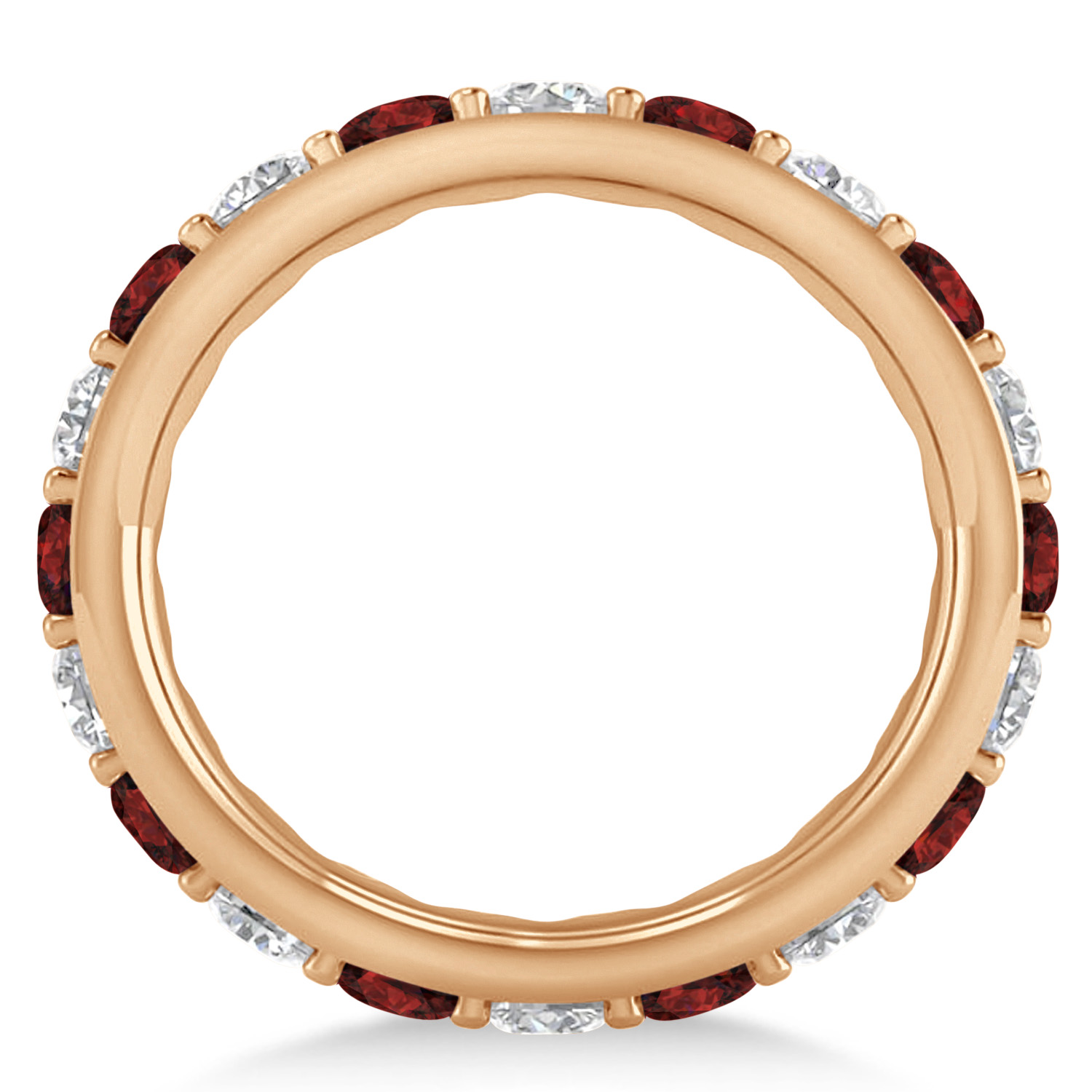 Diamond & Garnet Eternity Wedding Band 14k Rose Gold (2.85ct)