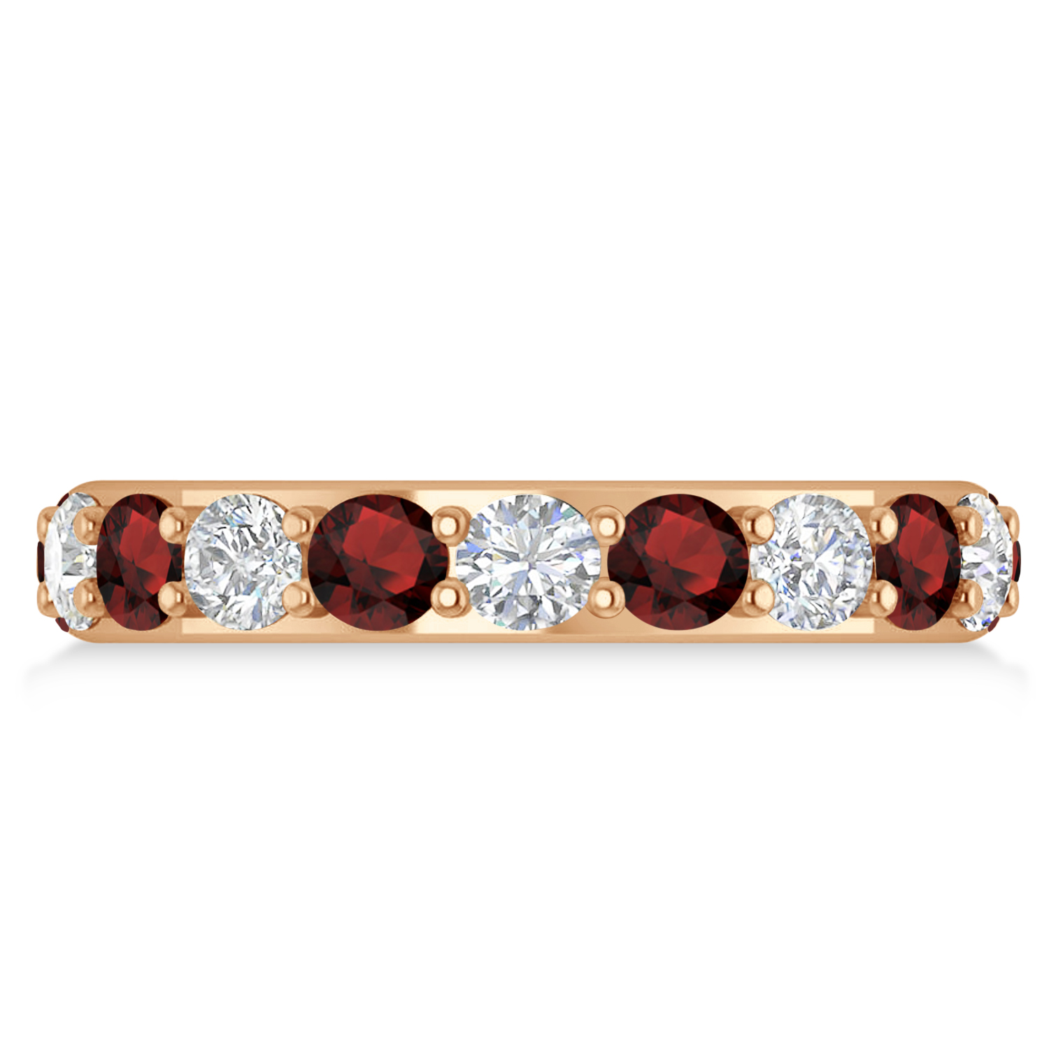 Diamond & Garnet Eternity Wedding Band 14k Rose Gold (2.85ct)