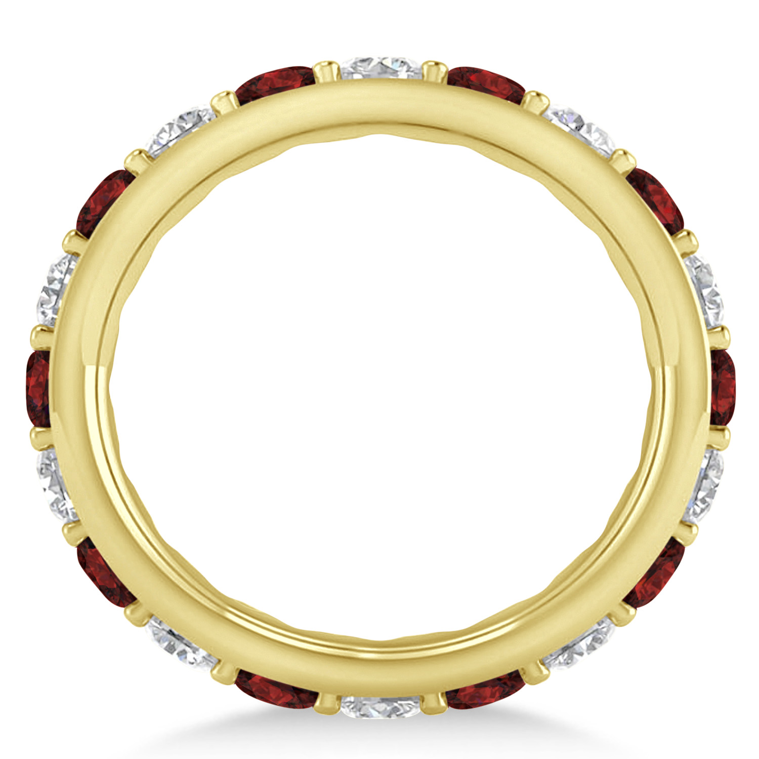 Diamond & Garnet Eternity Wedding Band 14k Yellow Gold (2.85ct)