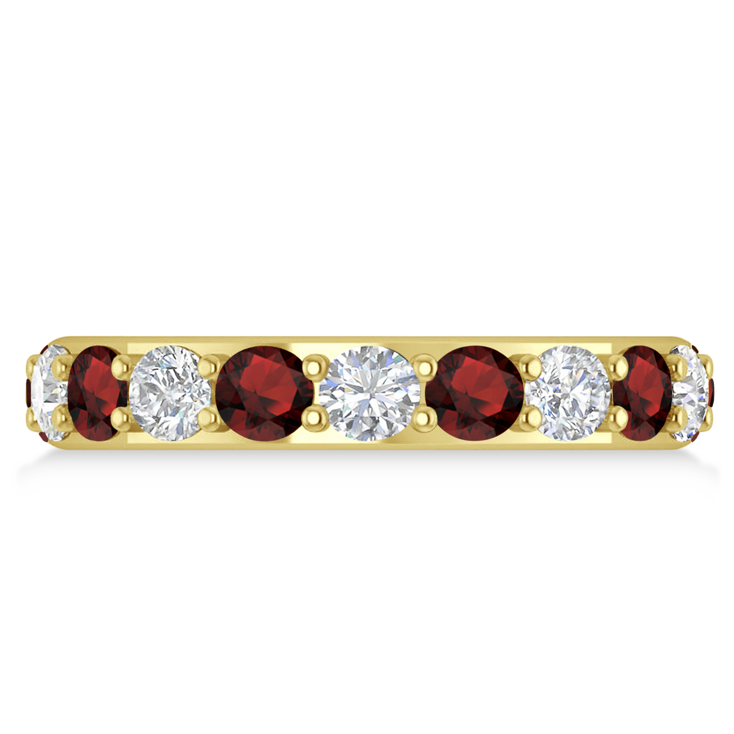 Diamond & Garnet Eternity Wedding Band 14k Yellow Gold (2.85ct)