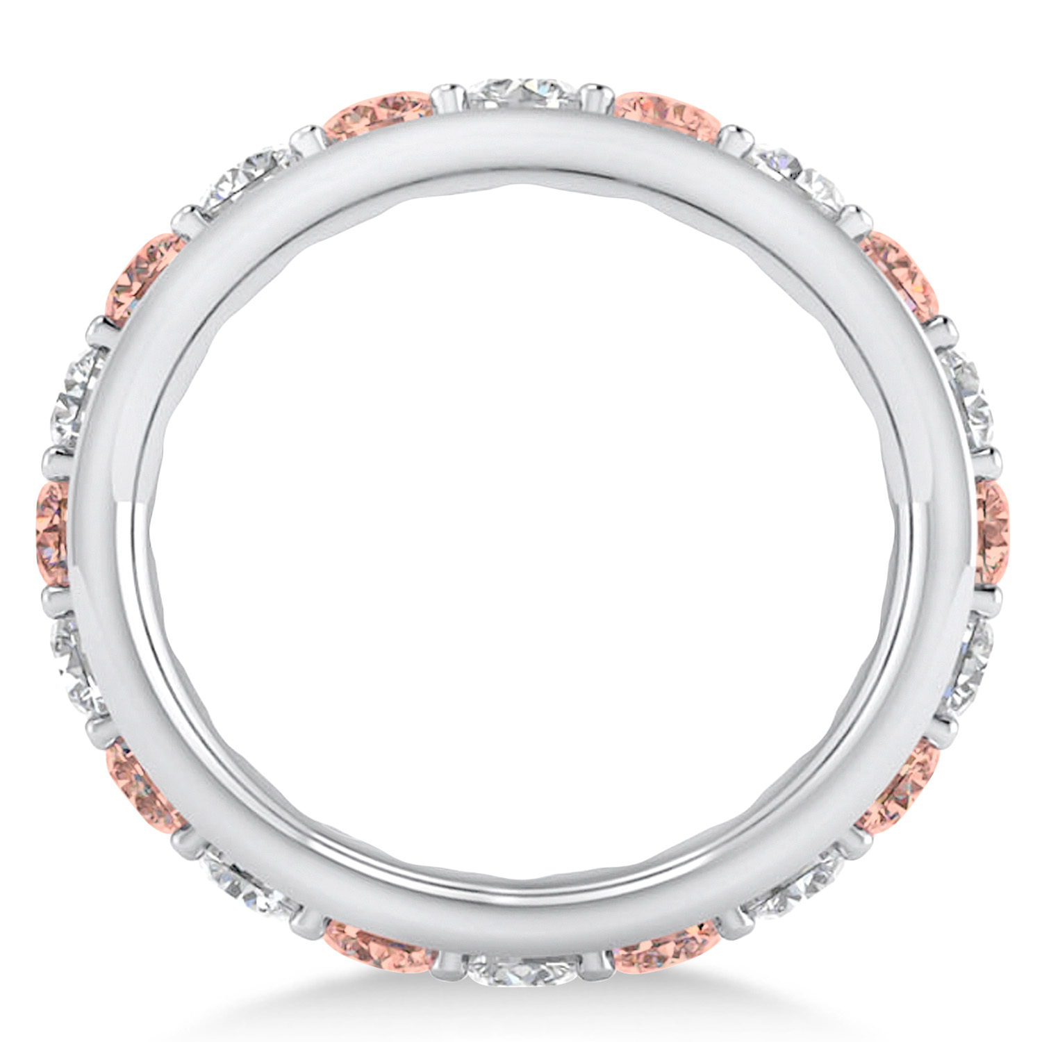 Diamond & Morganite Eternity Wedding Band 14k White Gold (2.85ct)