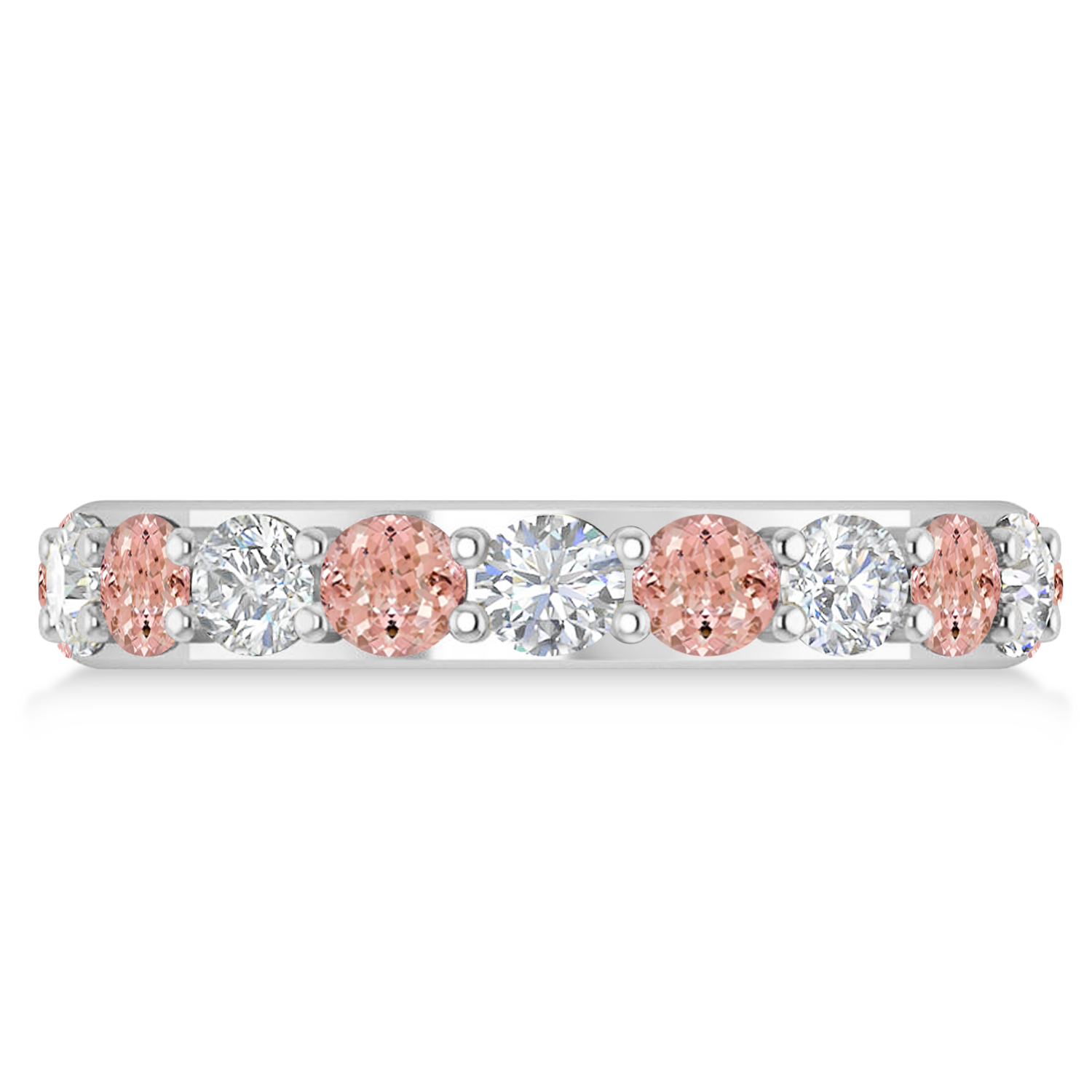 Diamond & Morganite Eternity Wedding Band 14k White Gold (2.85ct)