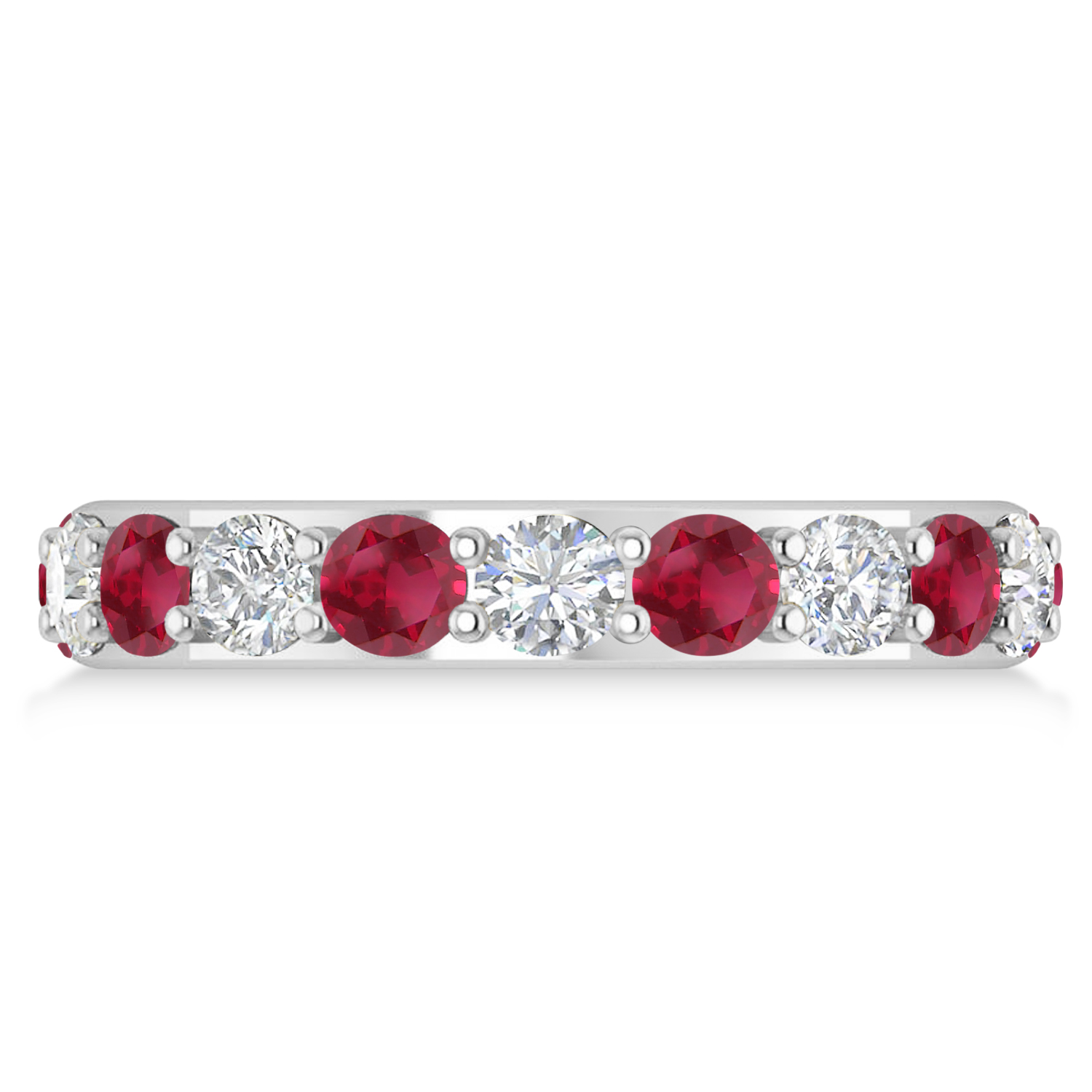 Diamond & Ruby Eternity Wedding Band 14k White Gold (2.85ct)
