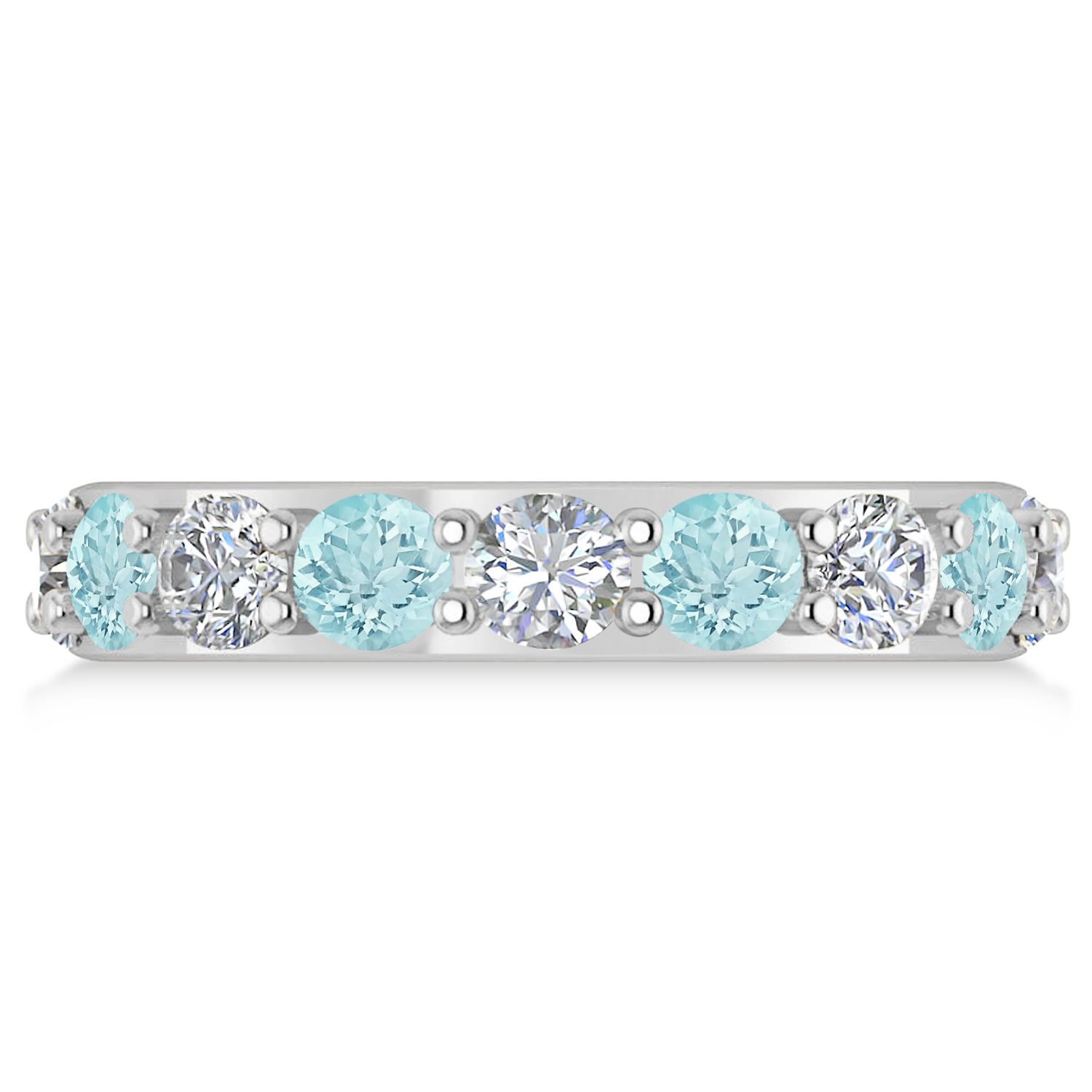 Diamond & Aquamarine Eternity Wedding Band 14k White Gold (4.20ct)