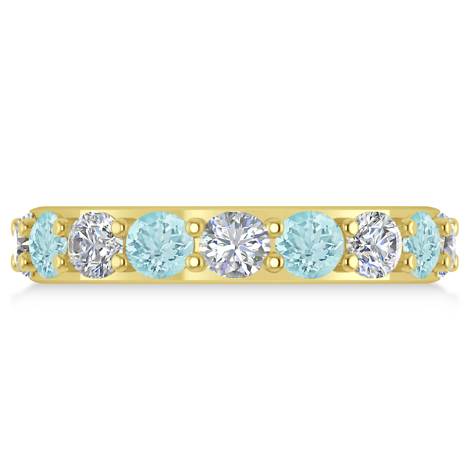 Diamond & Aquamarine Eternity Wedding Band 14k Yellow Gold (4.20ct)
