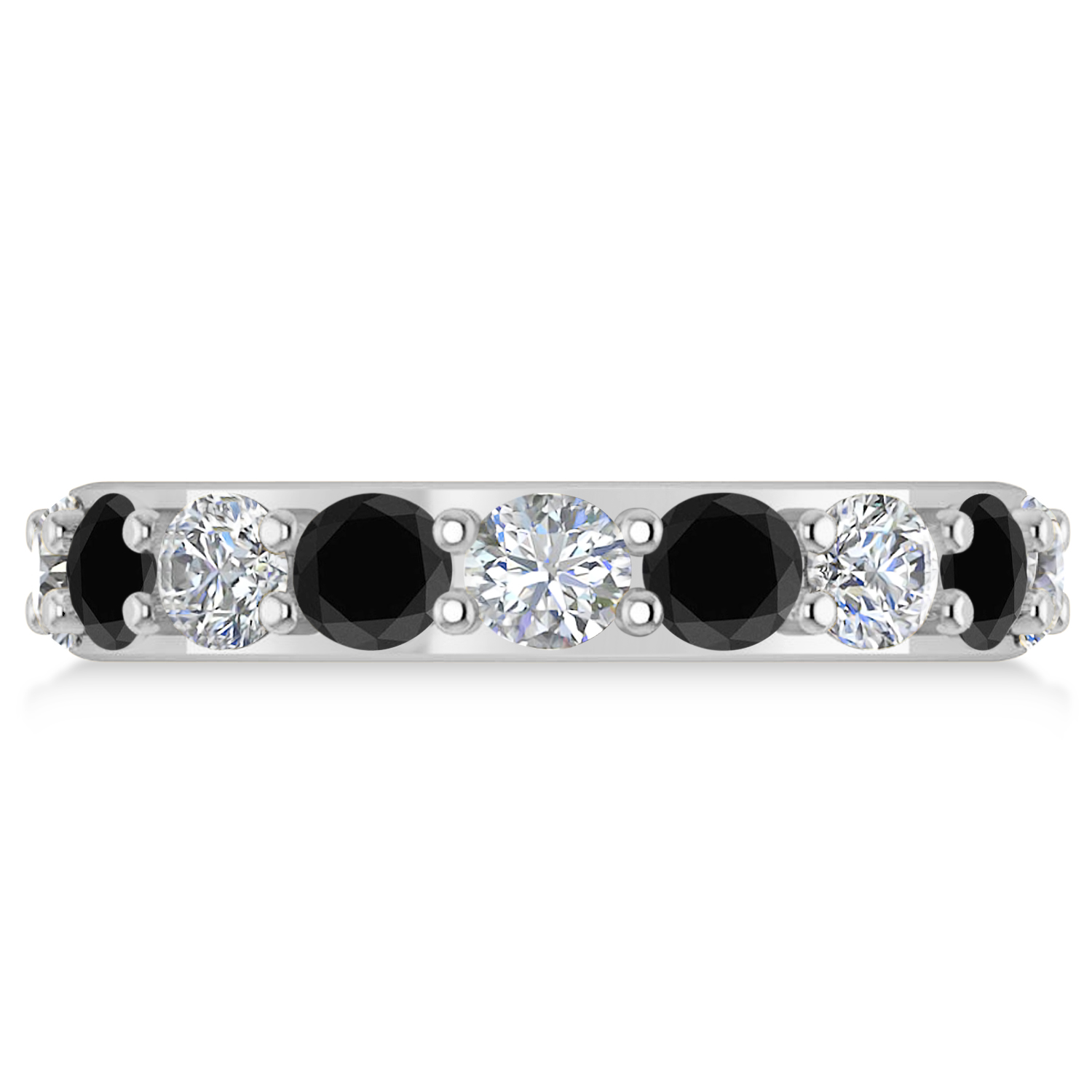 Black & White Diamond Eternity Wedding Band 14k White Gold (4.20ct)