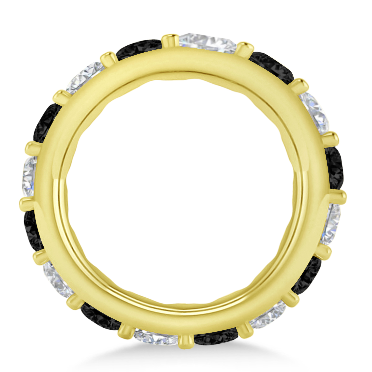 Black & White Diamond Eternity Wedding Band 14k Yellow Gold (4.20ct)