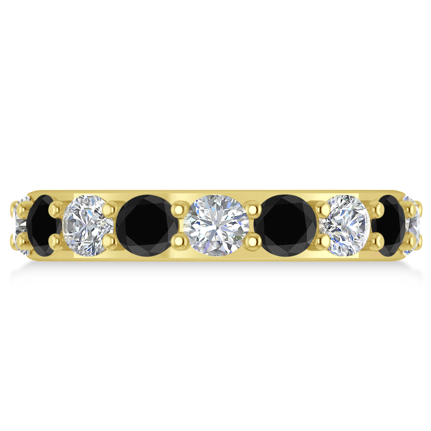 Black & White Diamond Eternity Wedding Band 14k Yellow Gold (4.20ct)