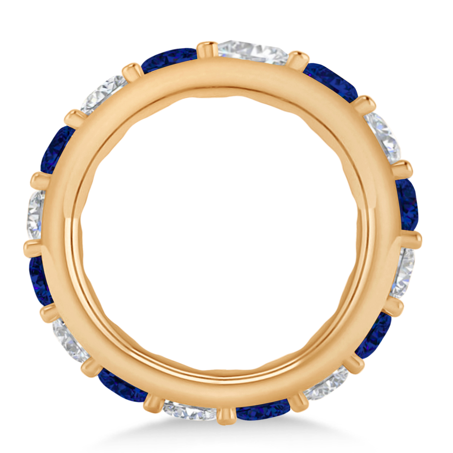 Diamond & Blue Sapphire Eternity Wedding Band 14k Rose Gold (4.20ct)