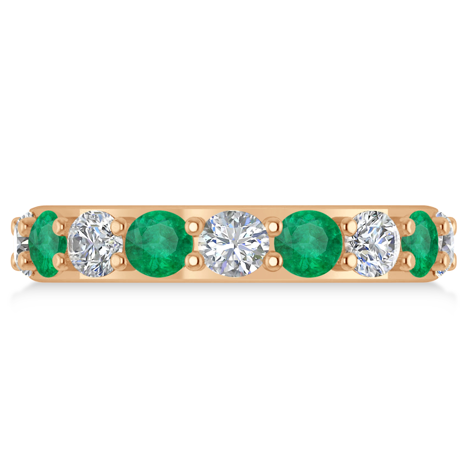 Diamond & Emerald Eternity Wedding Band 14k Rose Gold (4.20ct)