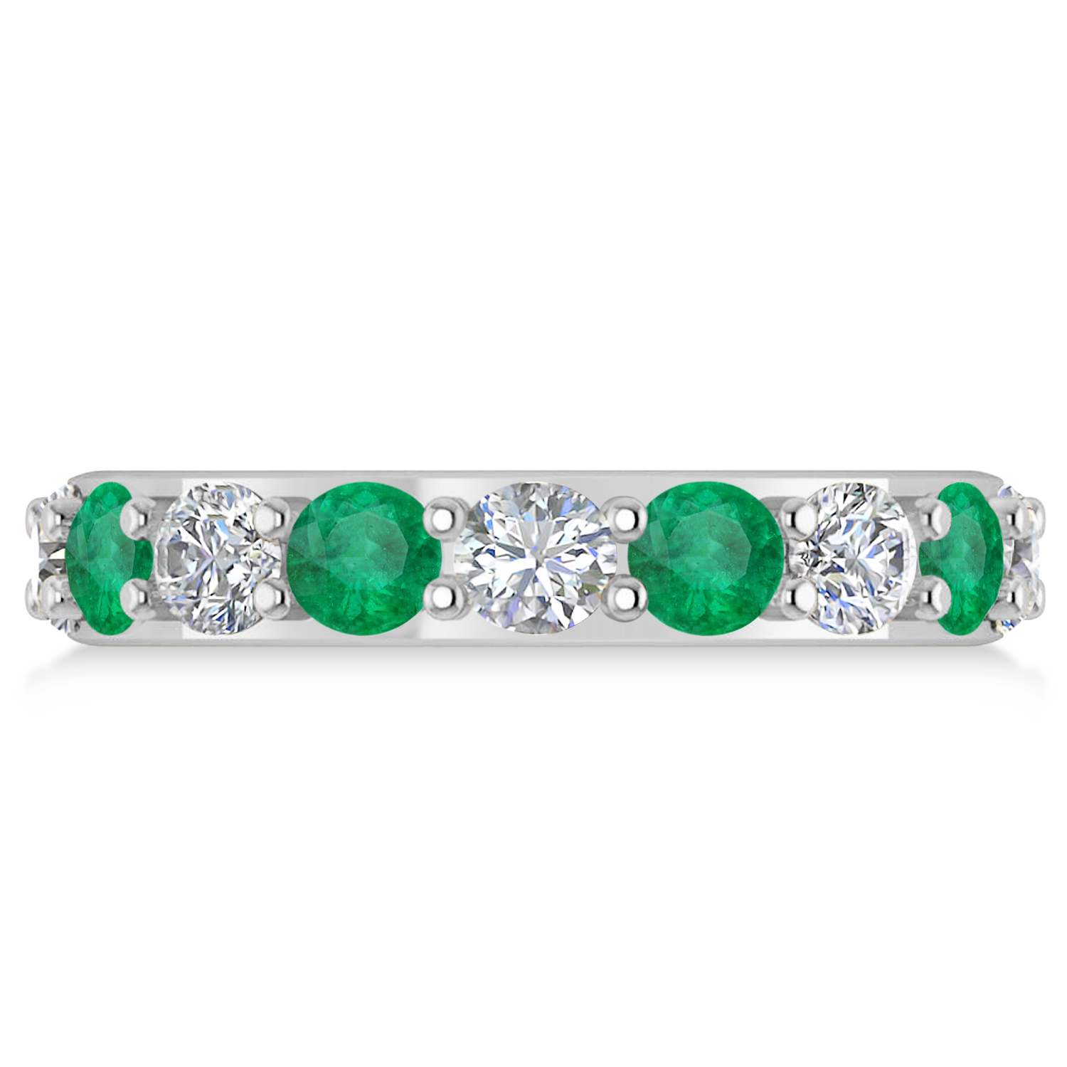 Diamond & Emerald Eternity Wedding Band 14k White Gold (4.20ct)