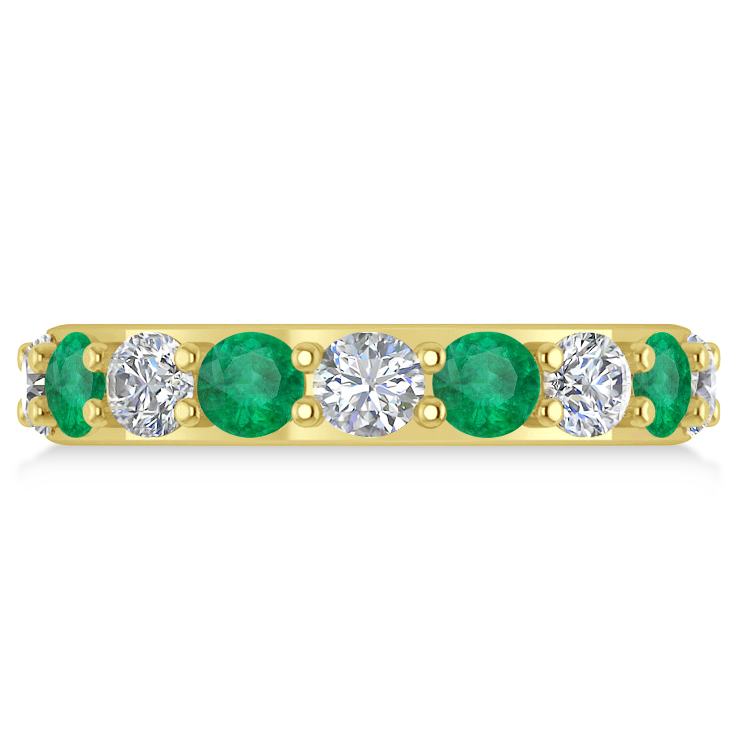 Diamond & Emerald Eternity Wedding Band 14k Yellow Gold (4.20ct)
