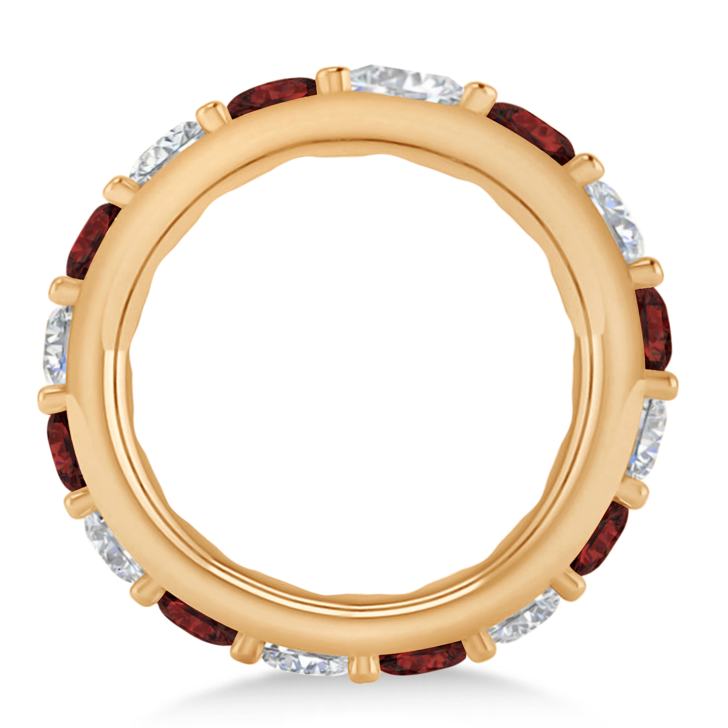 Diamond & Garnet Eternity Wedding Band 14k Rose Gold (4.20ct)