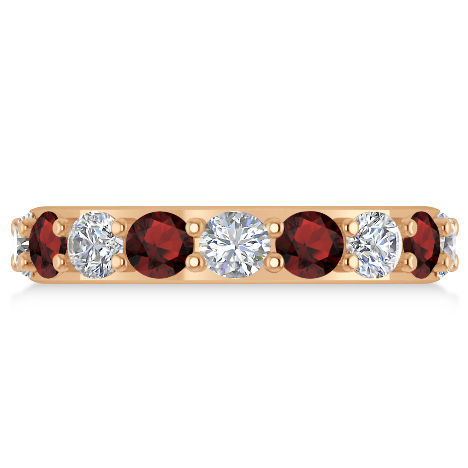 Diamond & Garnet Eternity Wedding Band 14k Rose Gold (4.20ct)