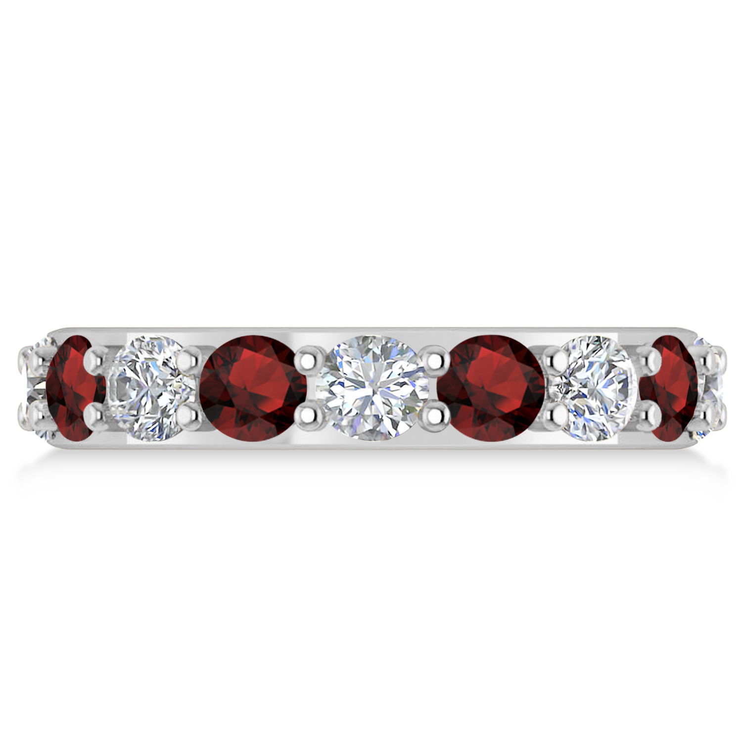 Diamond & Garnet Eternity Wedding Band 14k White Gold (4.20ct)