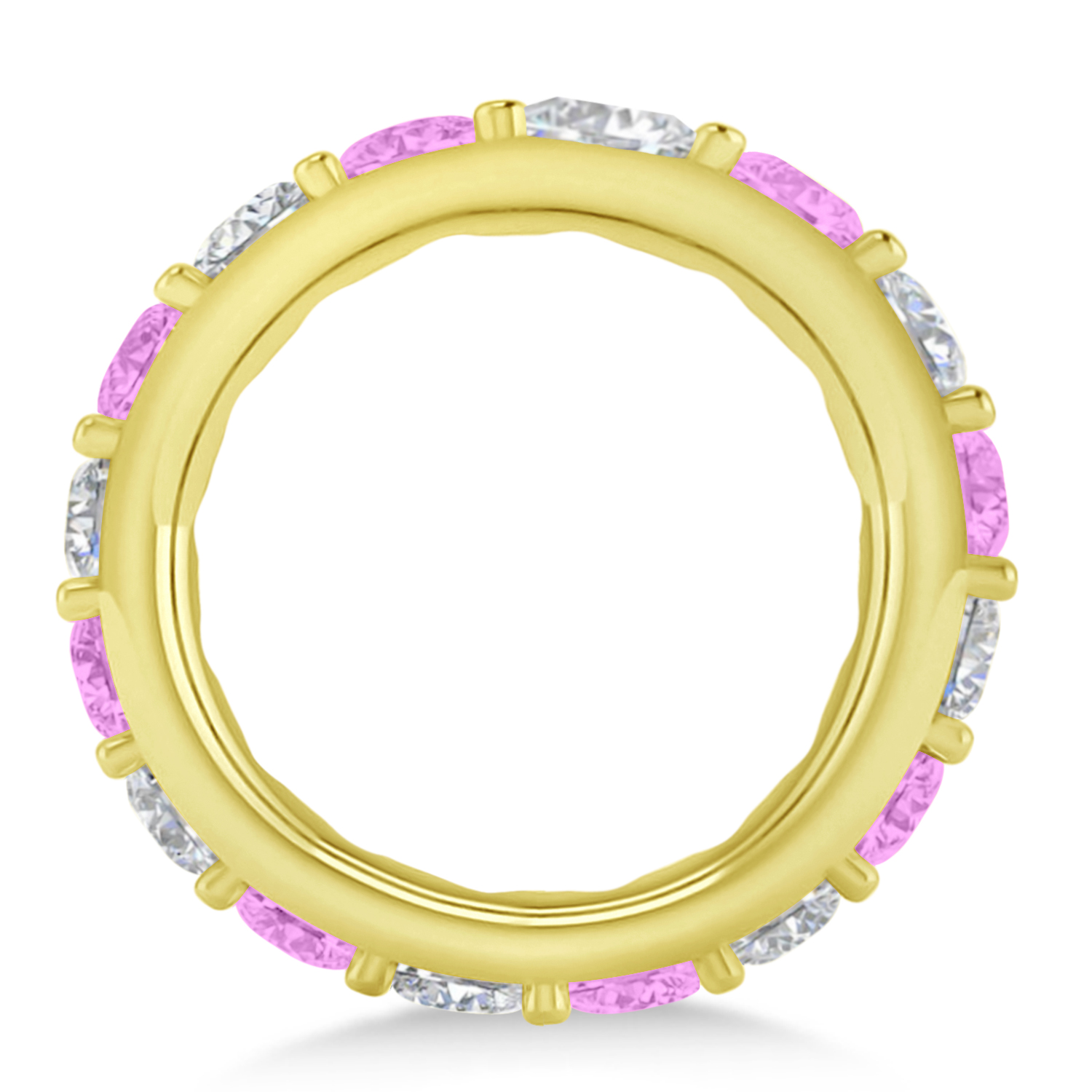 Diamond & Pink Sapphire Eternity Wedding Band 14k Yellow Gold (4.20ct)