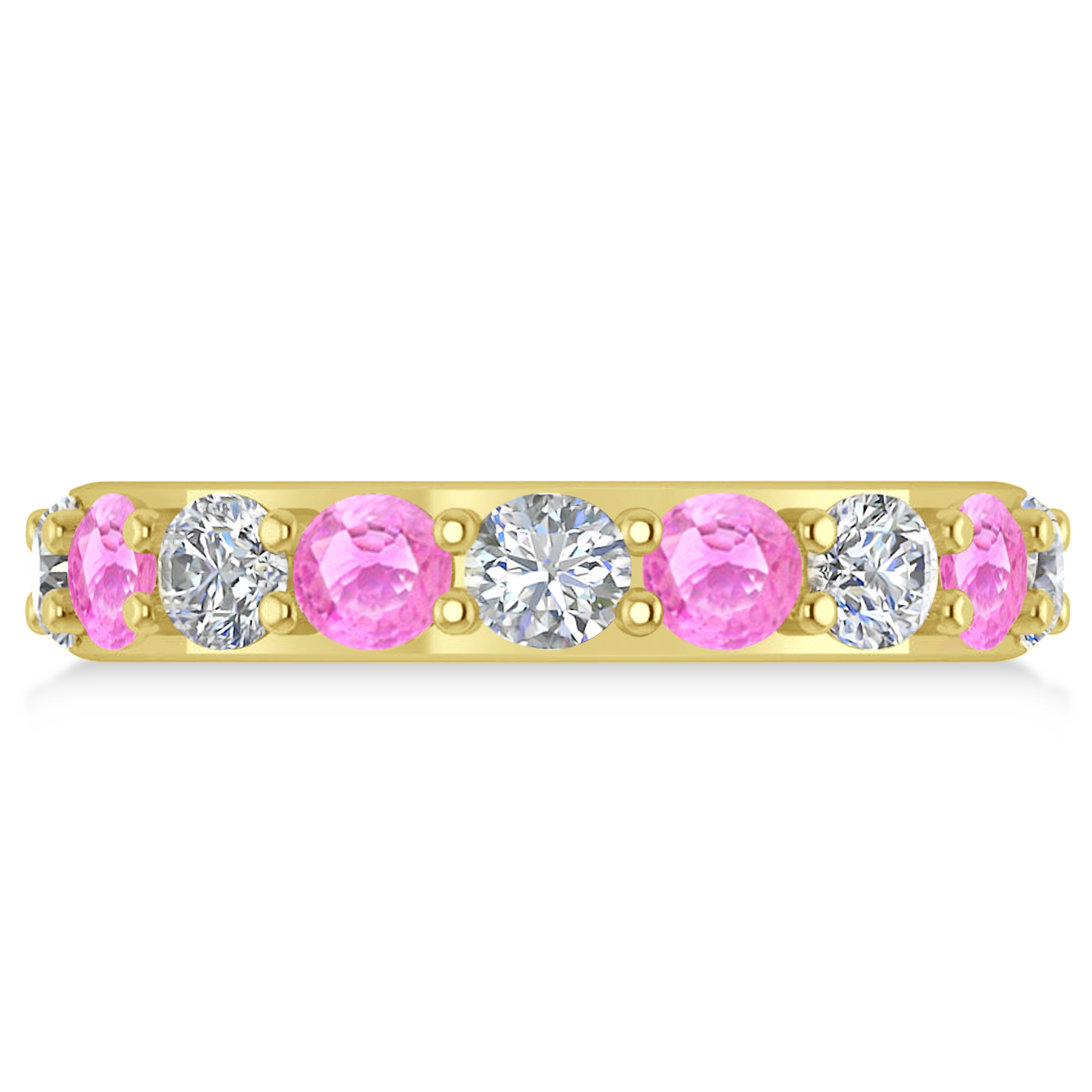 Diamond & Pink Sapphire Eternity Wedding Band 14k Yellow Gold (4.20ct)