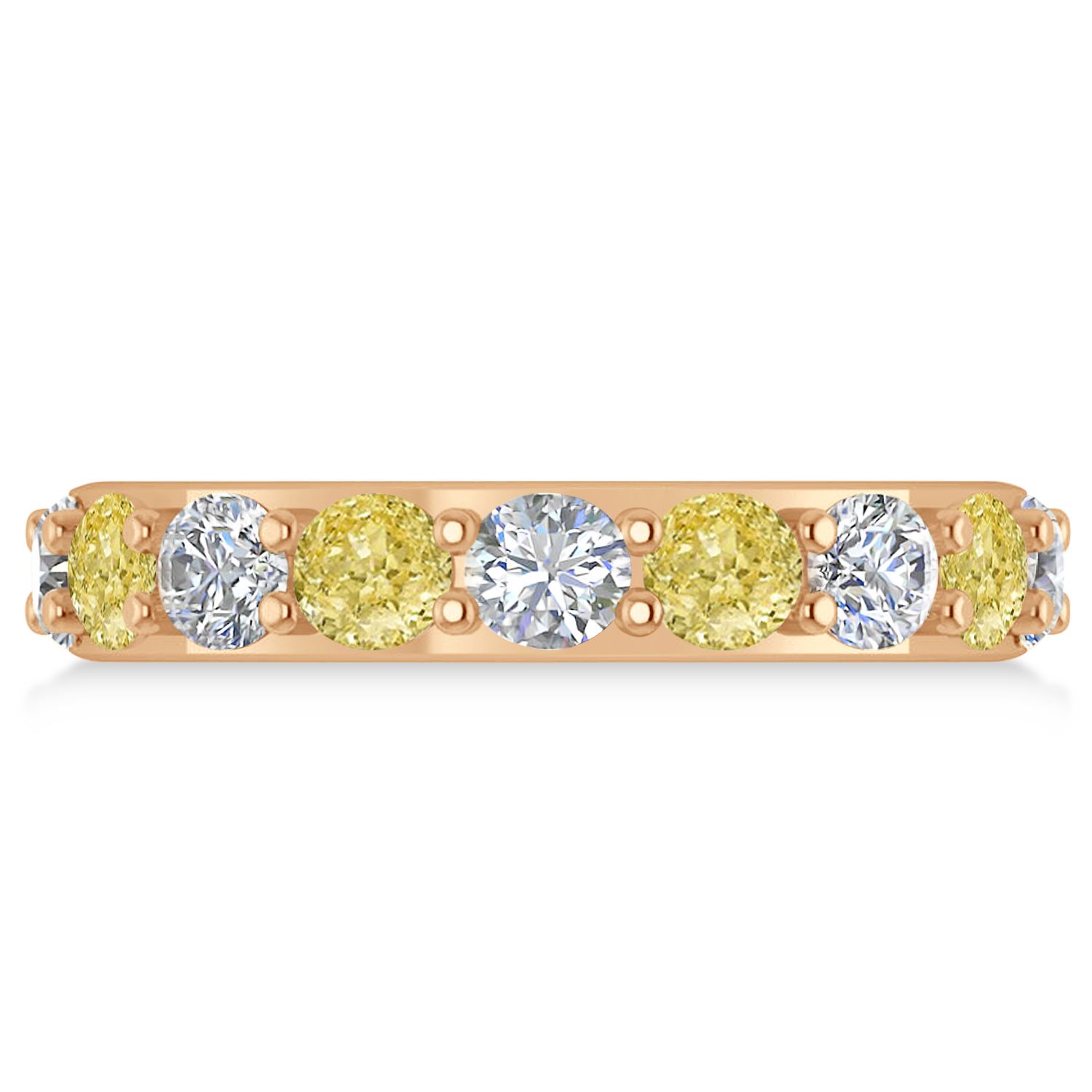 Yellow & White Diamond Eternity Wedding Band 14k Rose Gold (4.20ct)