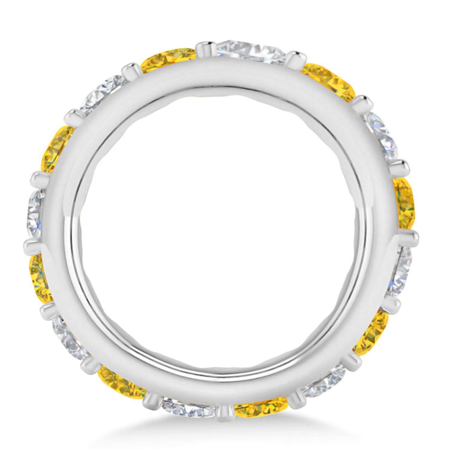 Diamond & Yellow Sapphire Eternity Wedding Band 14k White Gold (4.20ct)