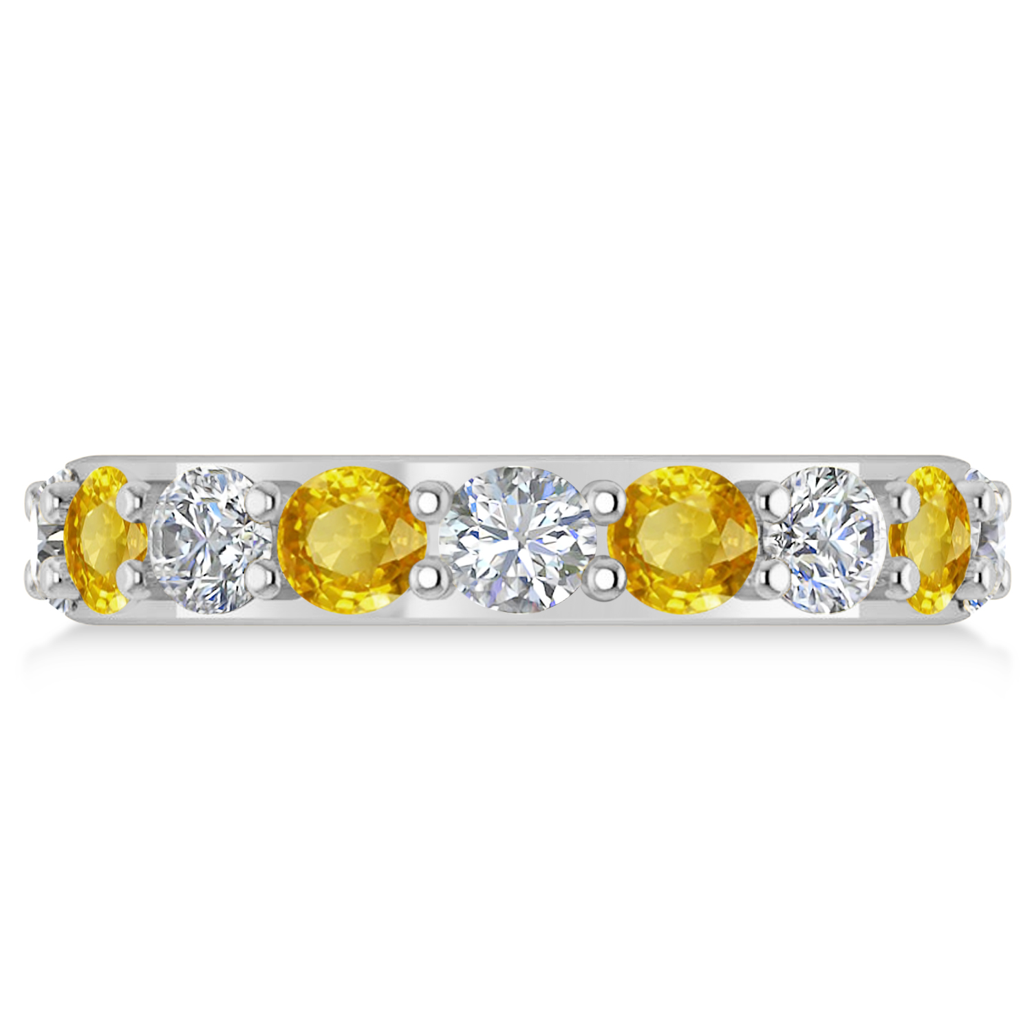 Diamond & Yellow Sapphire Eternity Wedding Band 14k White Gold (4.20ct)