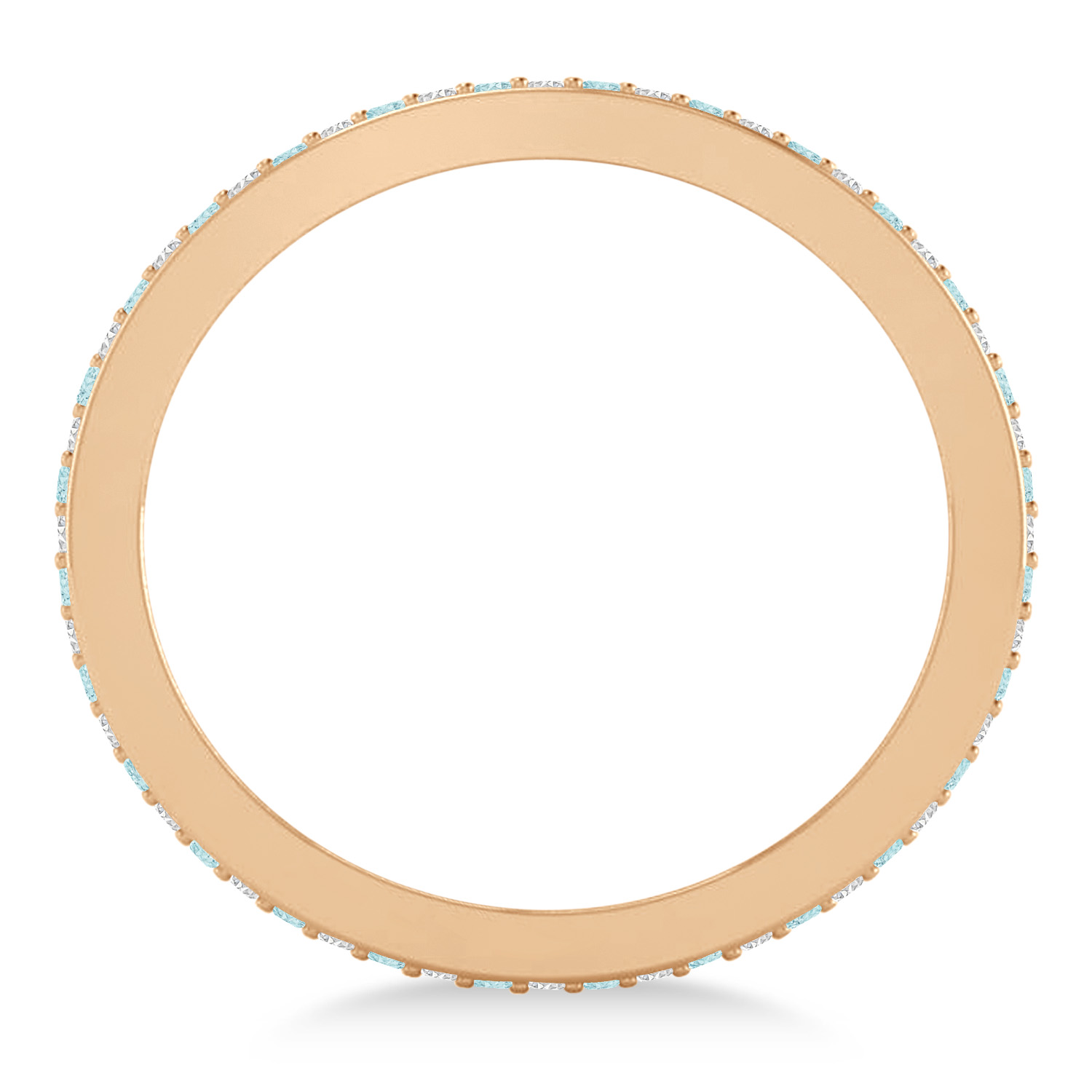 Diamond & Aquamarine Eternity Wedding Band 14k Rose Gold (0.28ct)