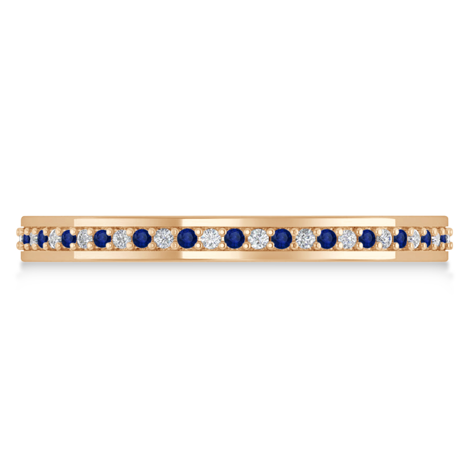 Diamond & Blue Sapphire Eternity Wedding Band 14k Rose Gold (0.28ct)