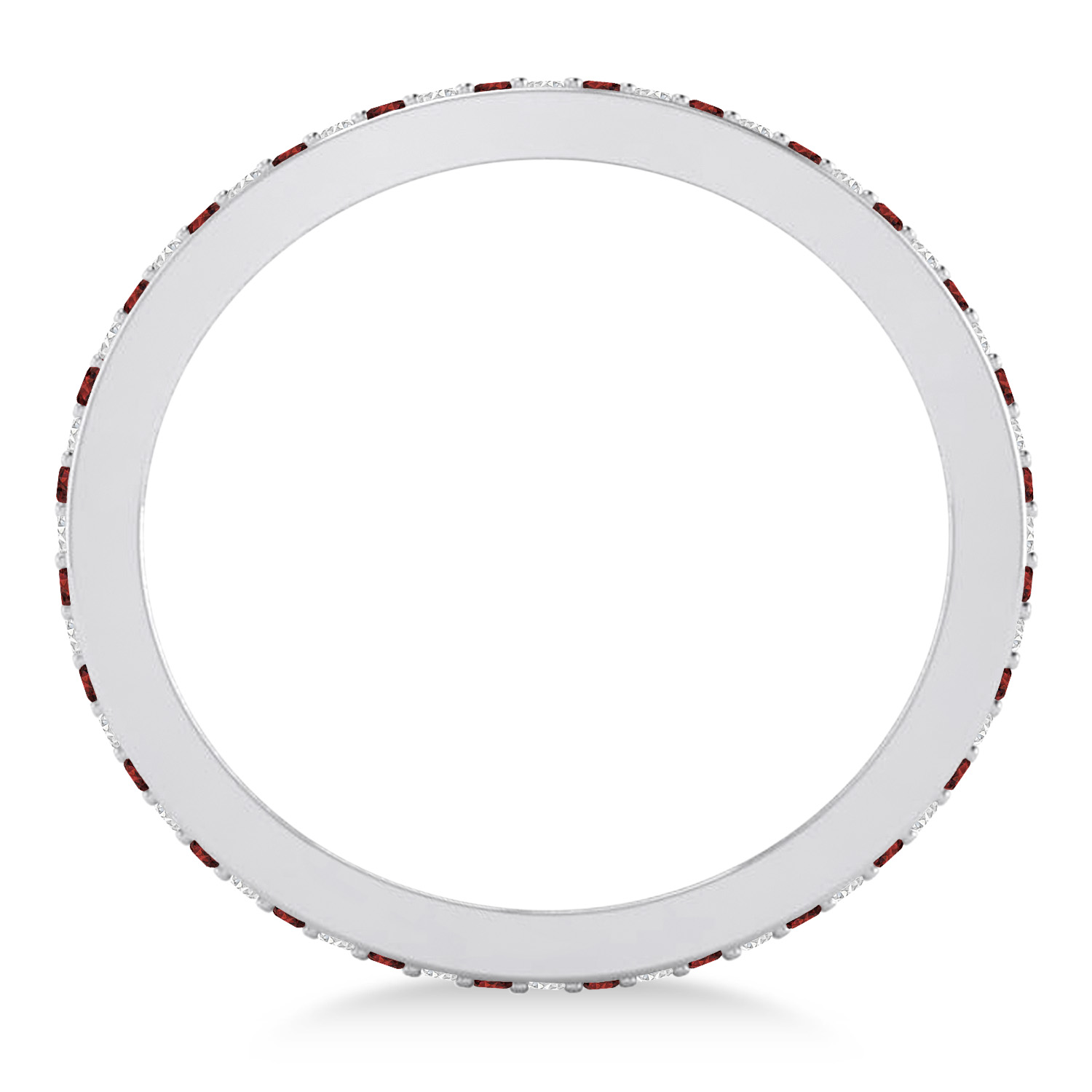 Diamond & Garnet Eternity Wedding Band 14k White Gold (0.28ct)