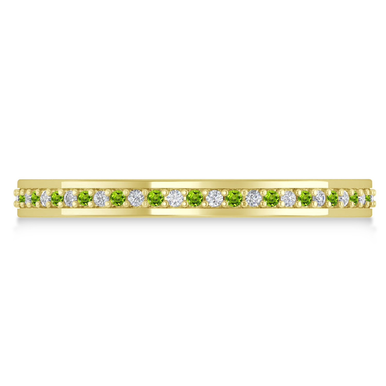 Diamond & Peridot Eternity Wedding Band 14k Yellow Gold (0.28ct)