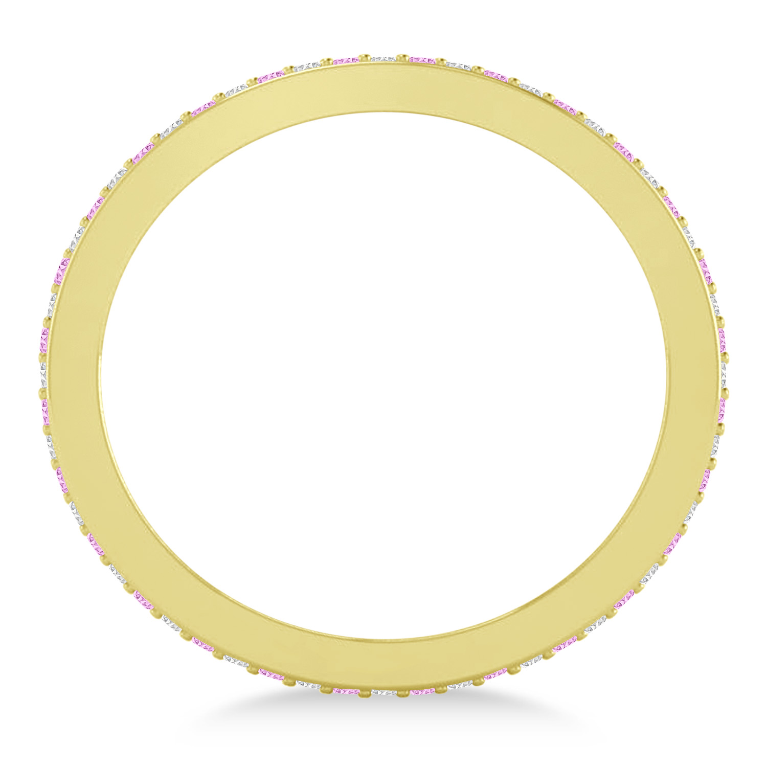 Diamond & Pink Sapphire Eternity Wedding Band 14k Yellow Gold (0.28ct)