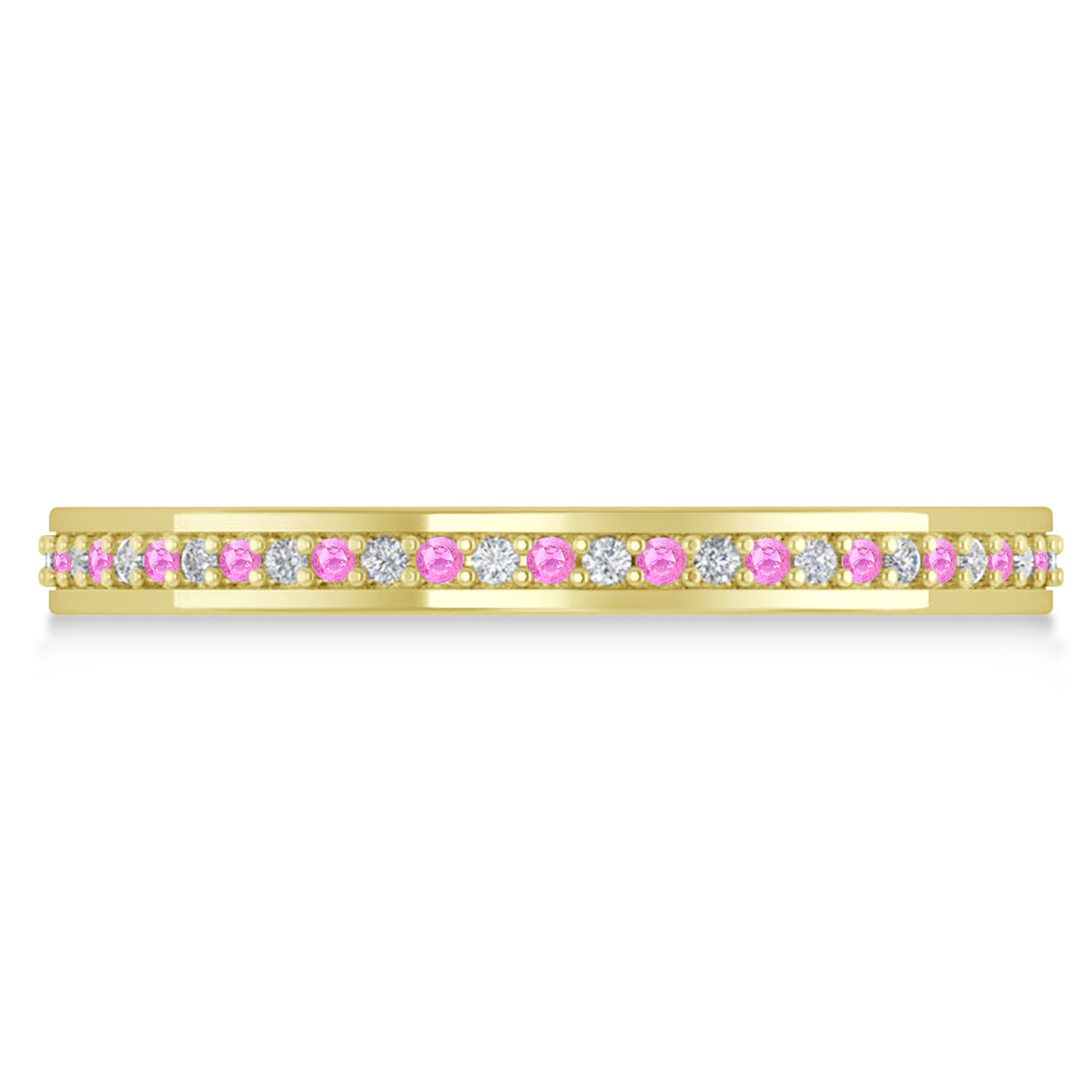 Diamond & Pink Sapphire Eternity Wedding Band 14k Yellow Gold (0.28ct)