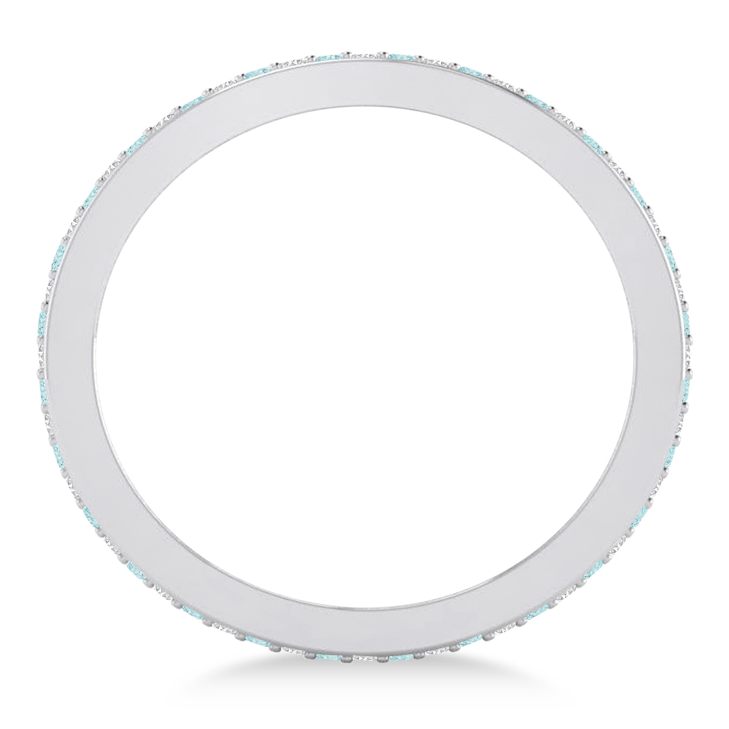 Diamond & Aquamarine Eternity Wedding Band 14k White Gold (0.59ct)