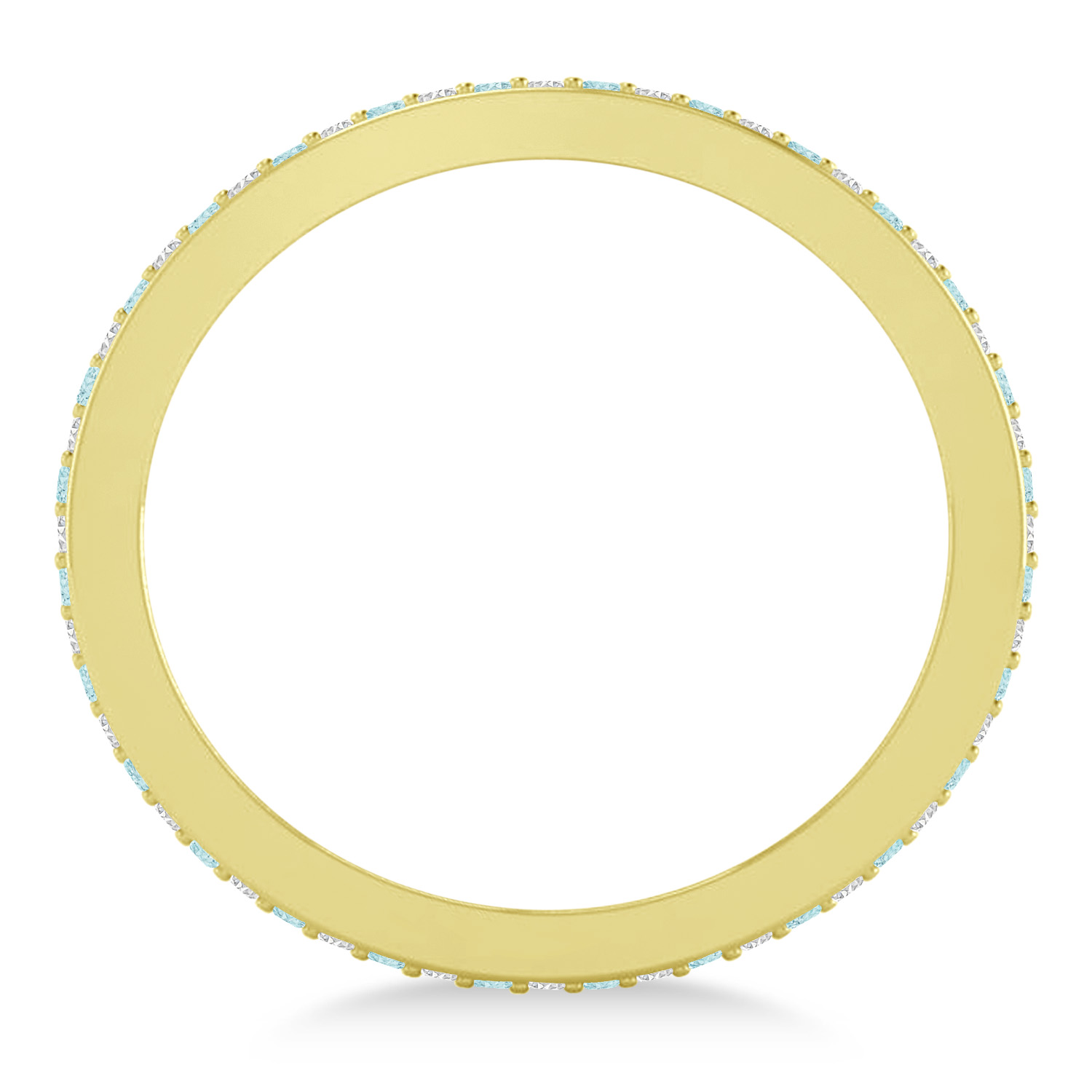 Diamond & Aquamarine Eternity Wedding Band 14k Yellow Gold (0.59ct)