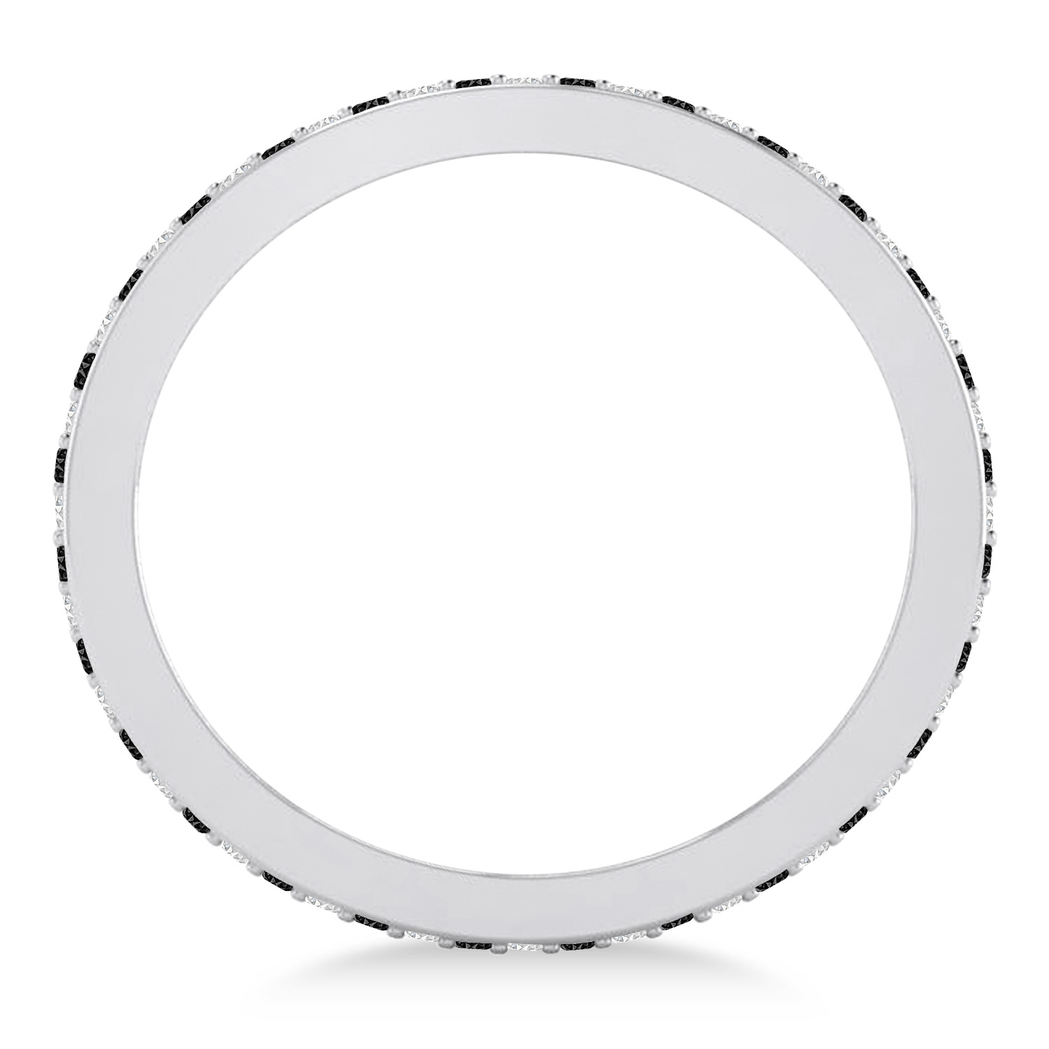 Black & White Diamond Eternity Wedding Band 14k White Gold (0.59ct)