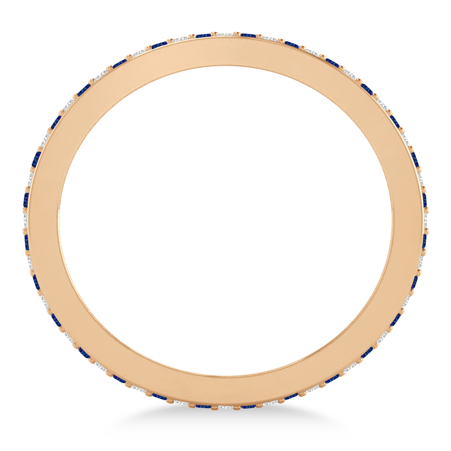 Diamond & Blue Sapphire Eternity Wedding Band 14k Rose Gold (0.59ct)