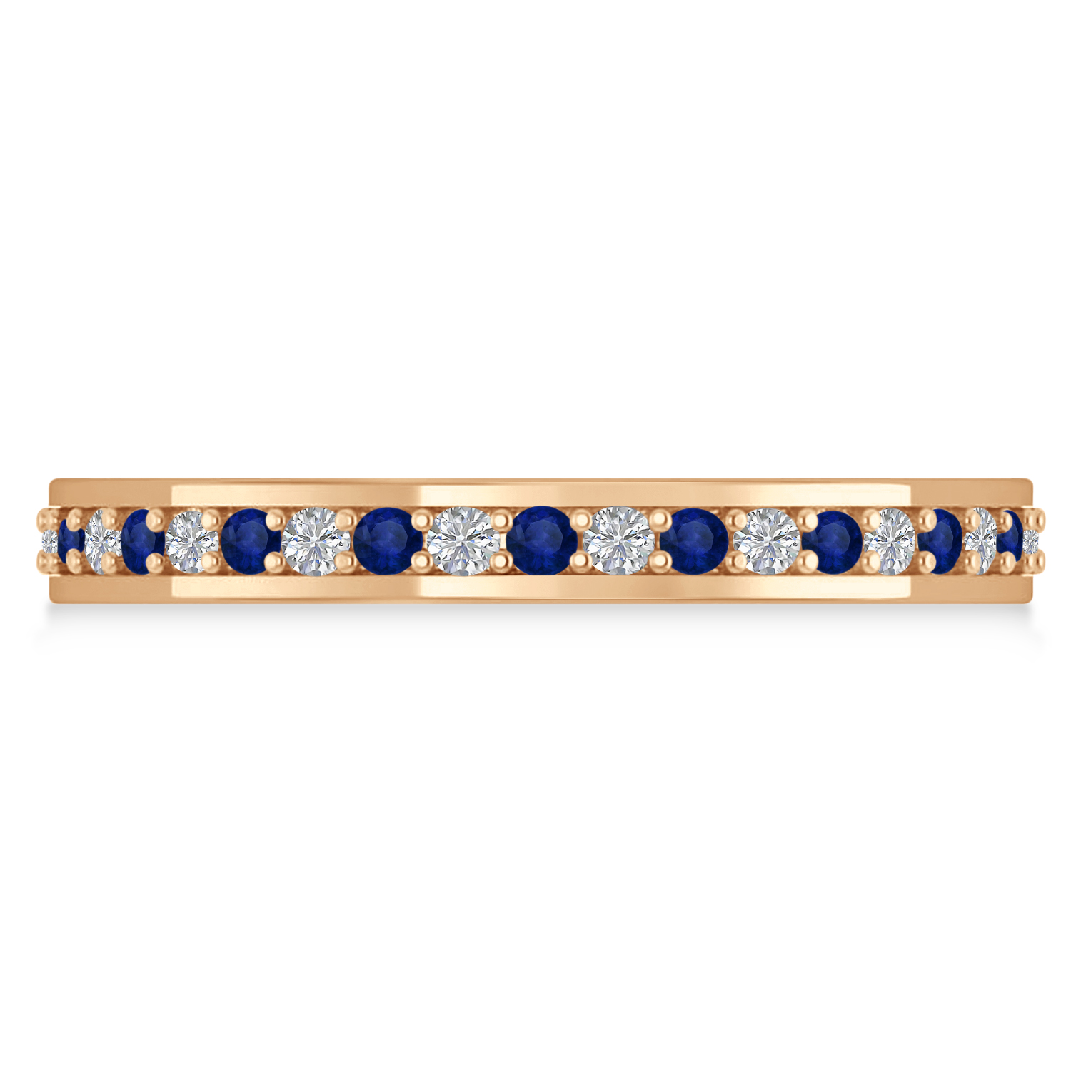 Diamond & Blue Sapphire Eternity Wedding Band 14k Rose Gold (0.59ct)