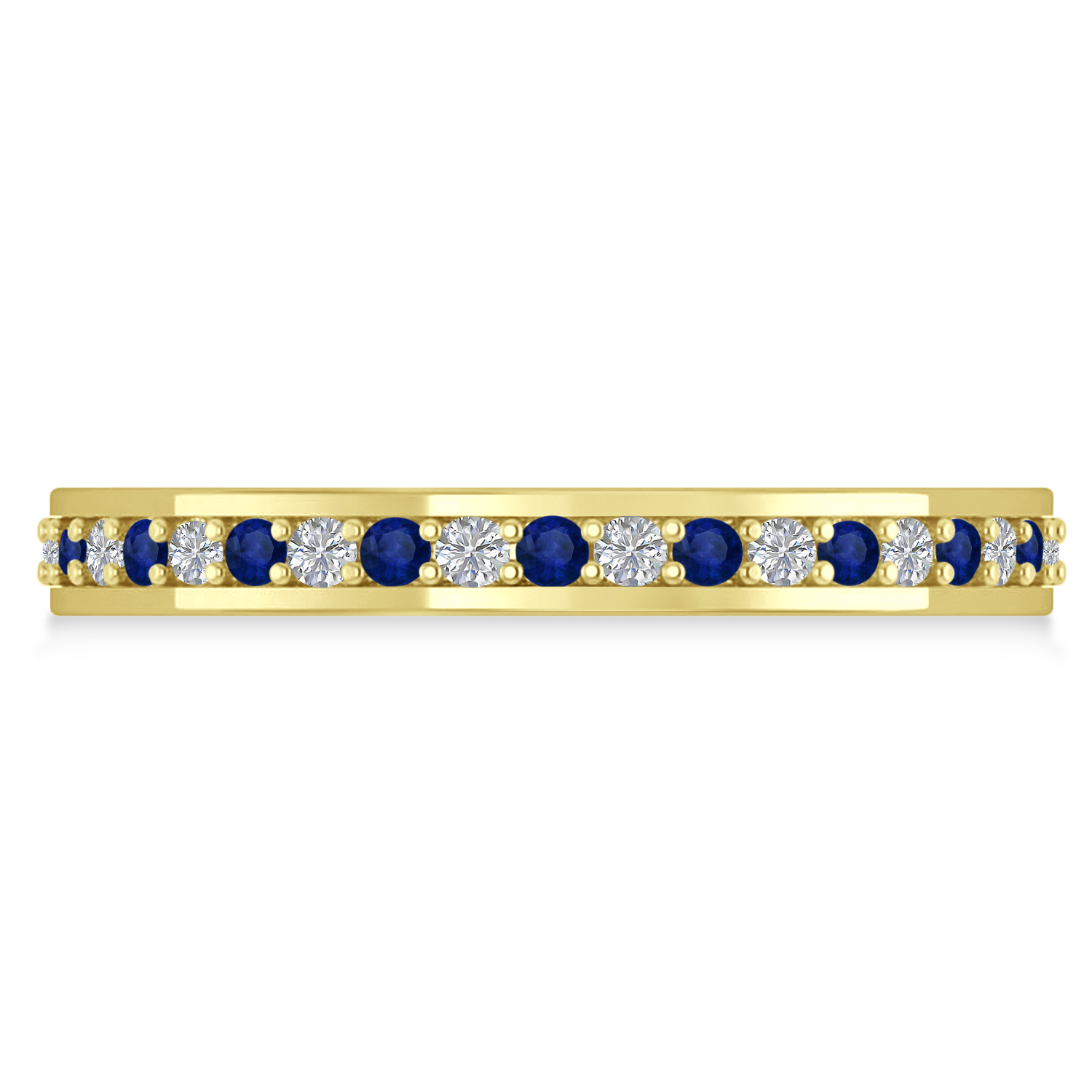 Diamond & Blue Sapphire Eternity Wedding Band 14k Yellow Gold (0.59ct)