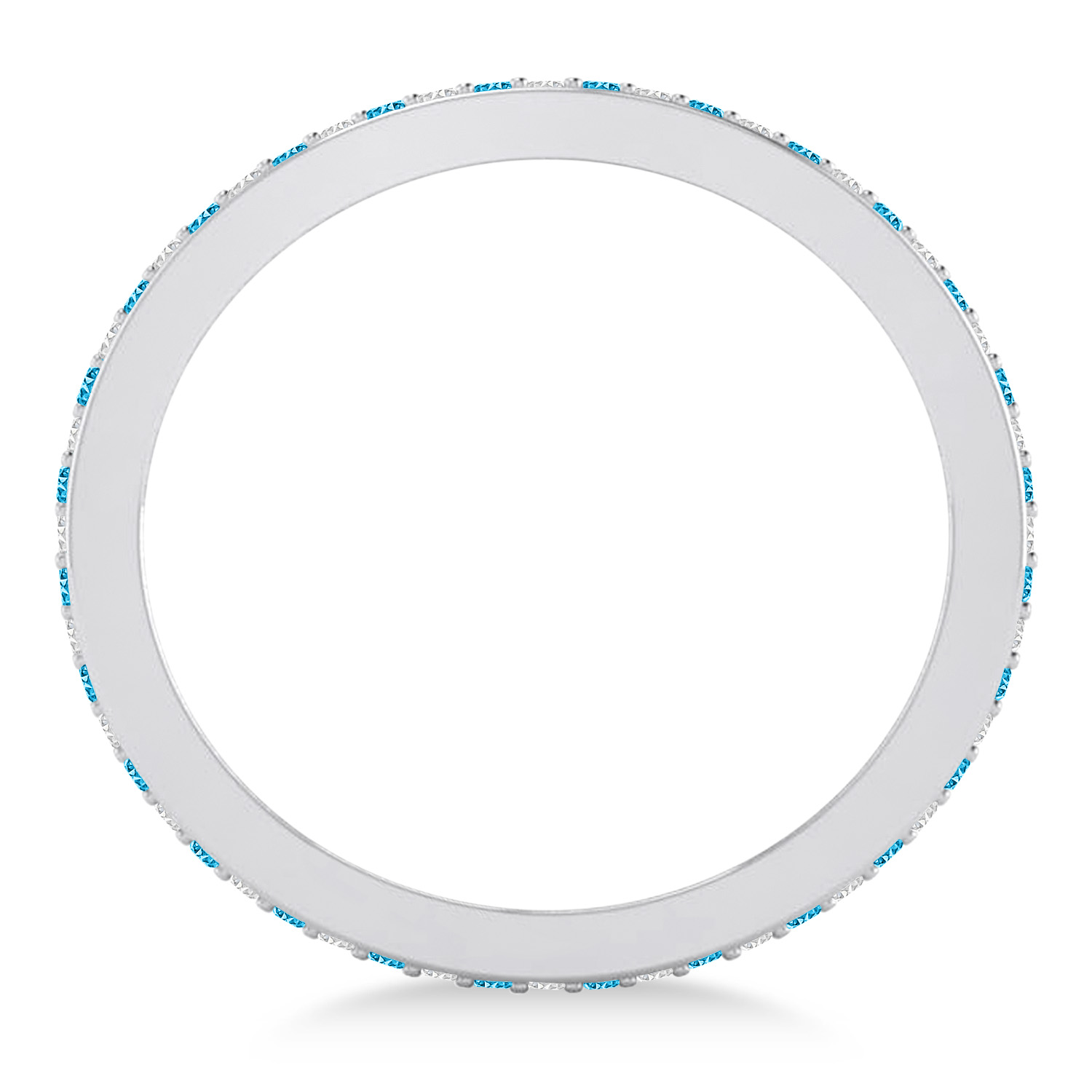 Diamond & Blue Topaz Eternity Wedding Band 14k White Gold (0.59ct)