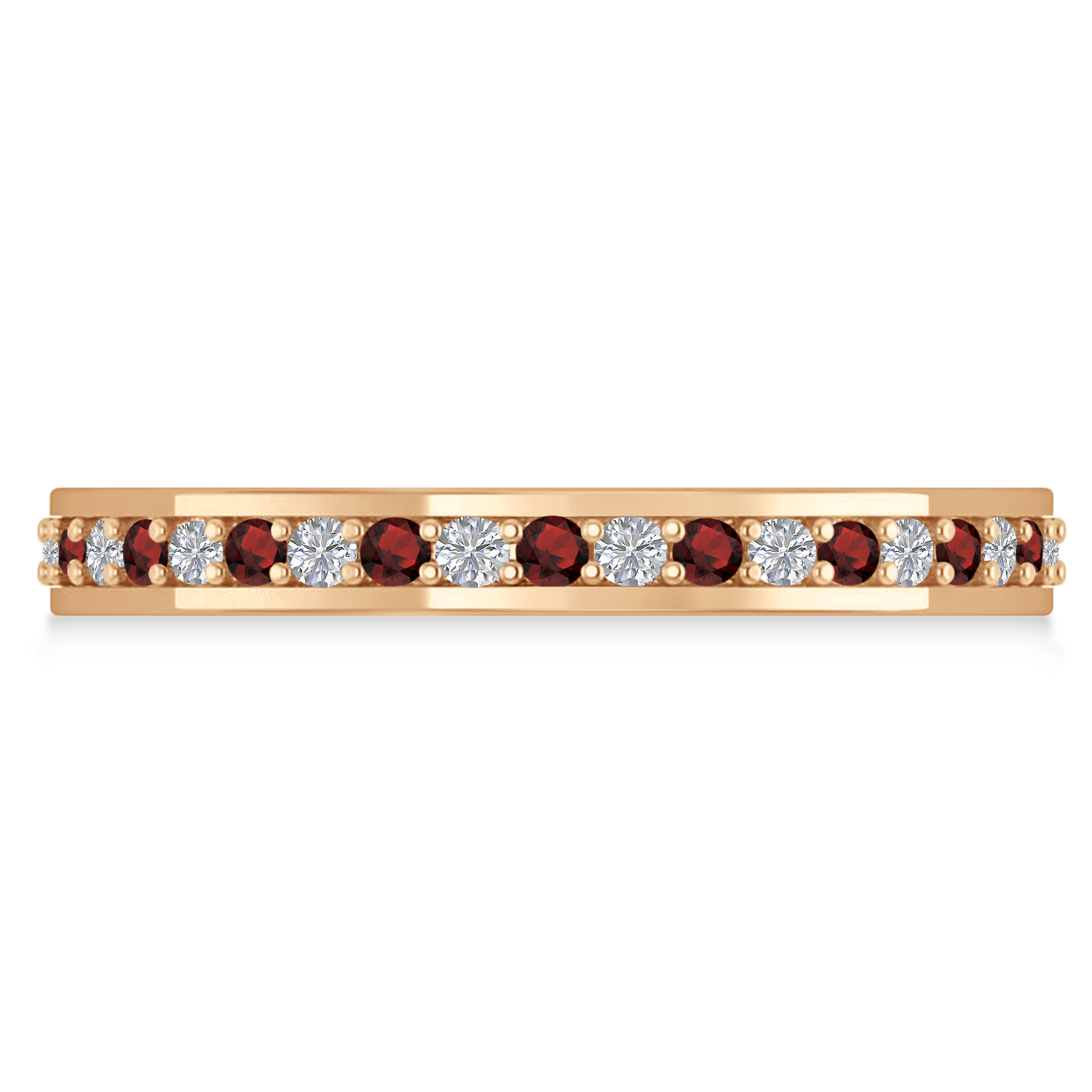 Diamond & Garnet Eternity Wedding Band 14k Rose Gold (0.59ct)