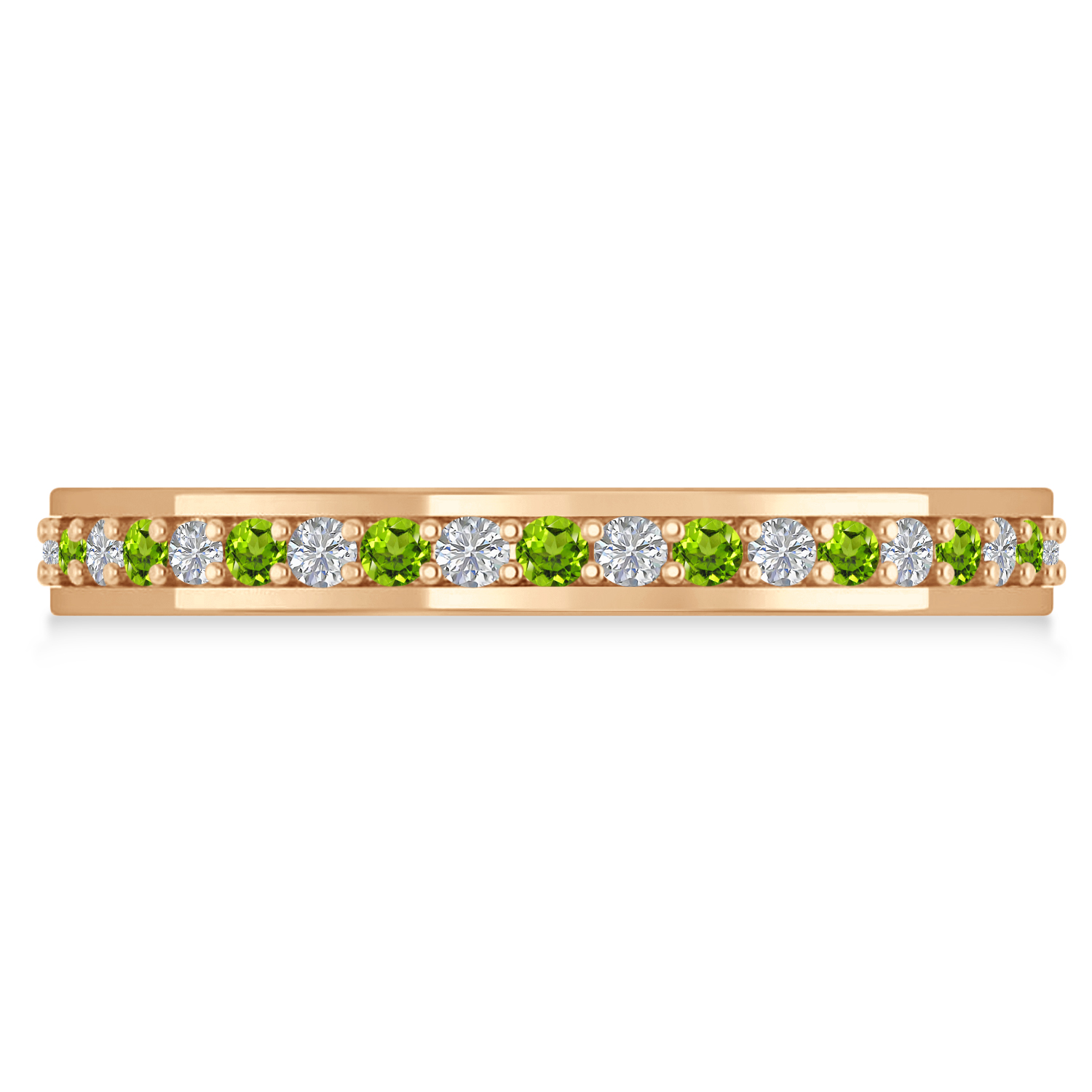 Diamond & Peridot Eternity Wedding Band 14k Rose Gold (0.59ct)
