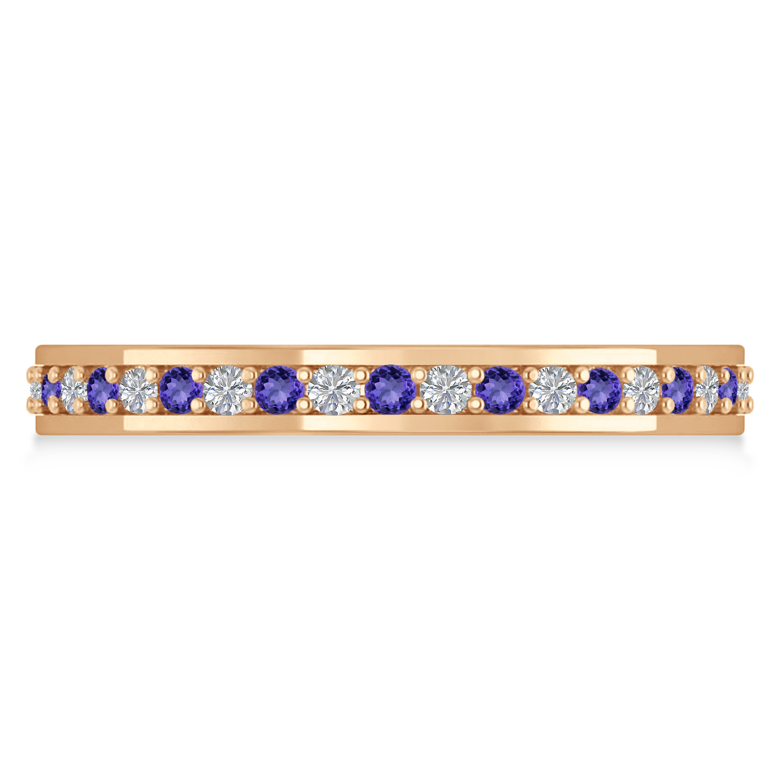 Diamond & Tanzanite Eternity Wedding Band 14k Rose Gold (0.59ct)