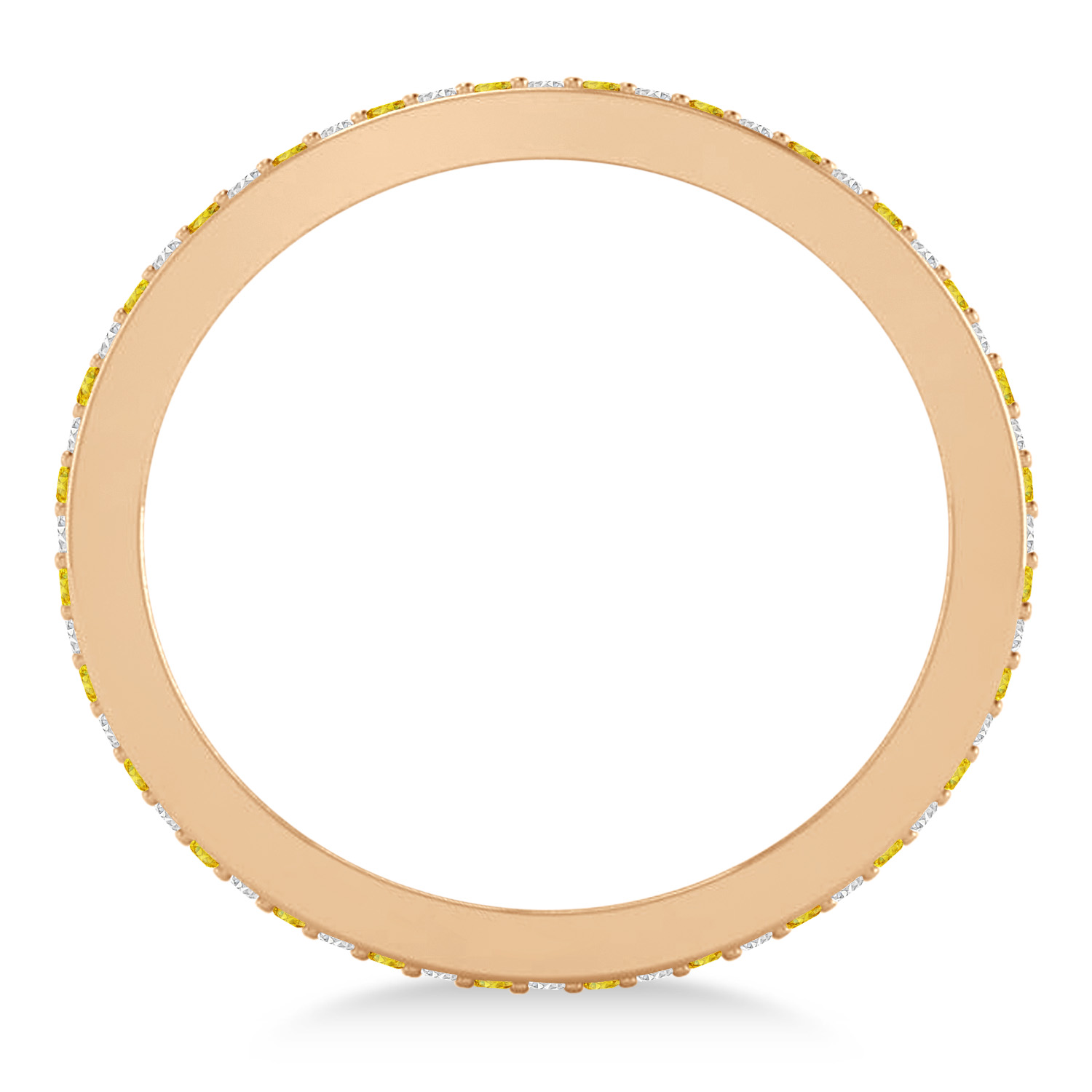 Diamond & Yellow Sapphire Eternity Wedding Band 14k Rose Gold (0.59ct)