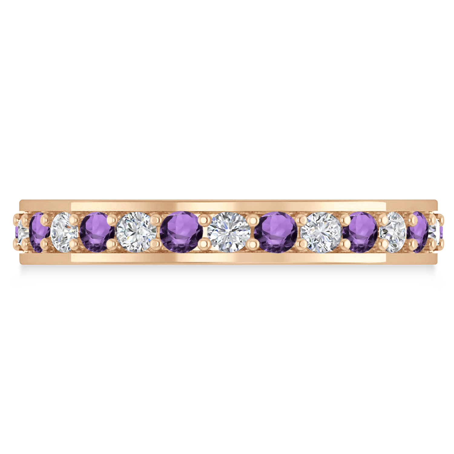 Diamond & Amethyst Eternity Wedding Band 14k Rose Gold (1.08ct)