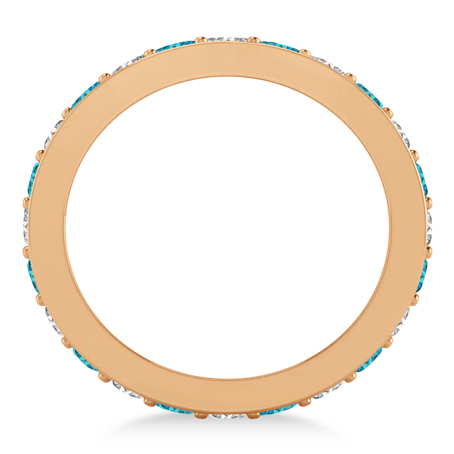 Blue & White Diamond Eternity Wedding Band 14k Rose Gold (1.08ct)